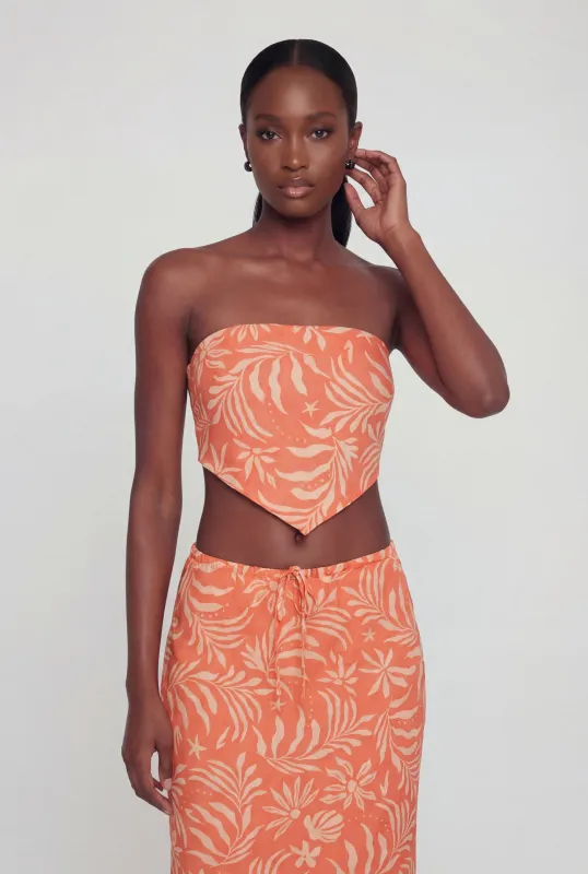 Floral Print Hanky Hem Crop Tube Top made by Rainbow