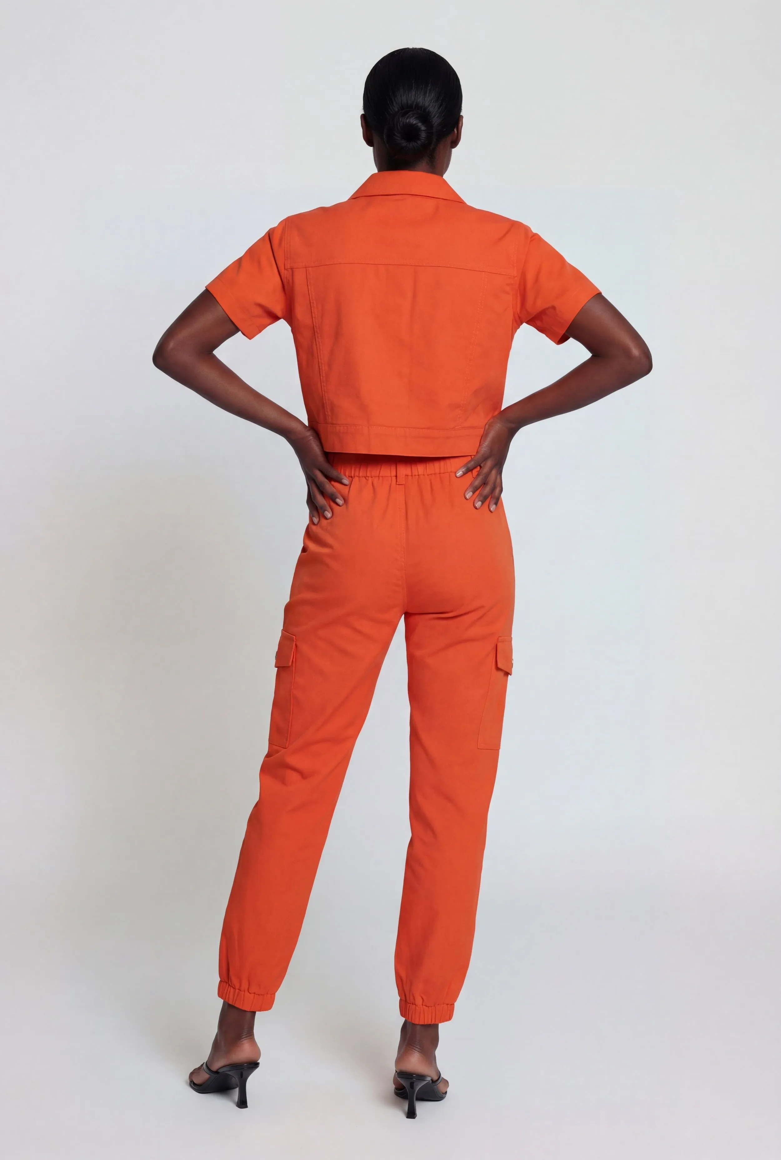 Nylon Short Sleeve Cropped Button Front Shirt sold by Rainbow product image thumbnail 3