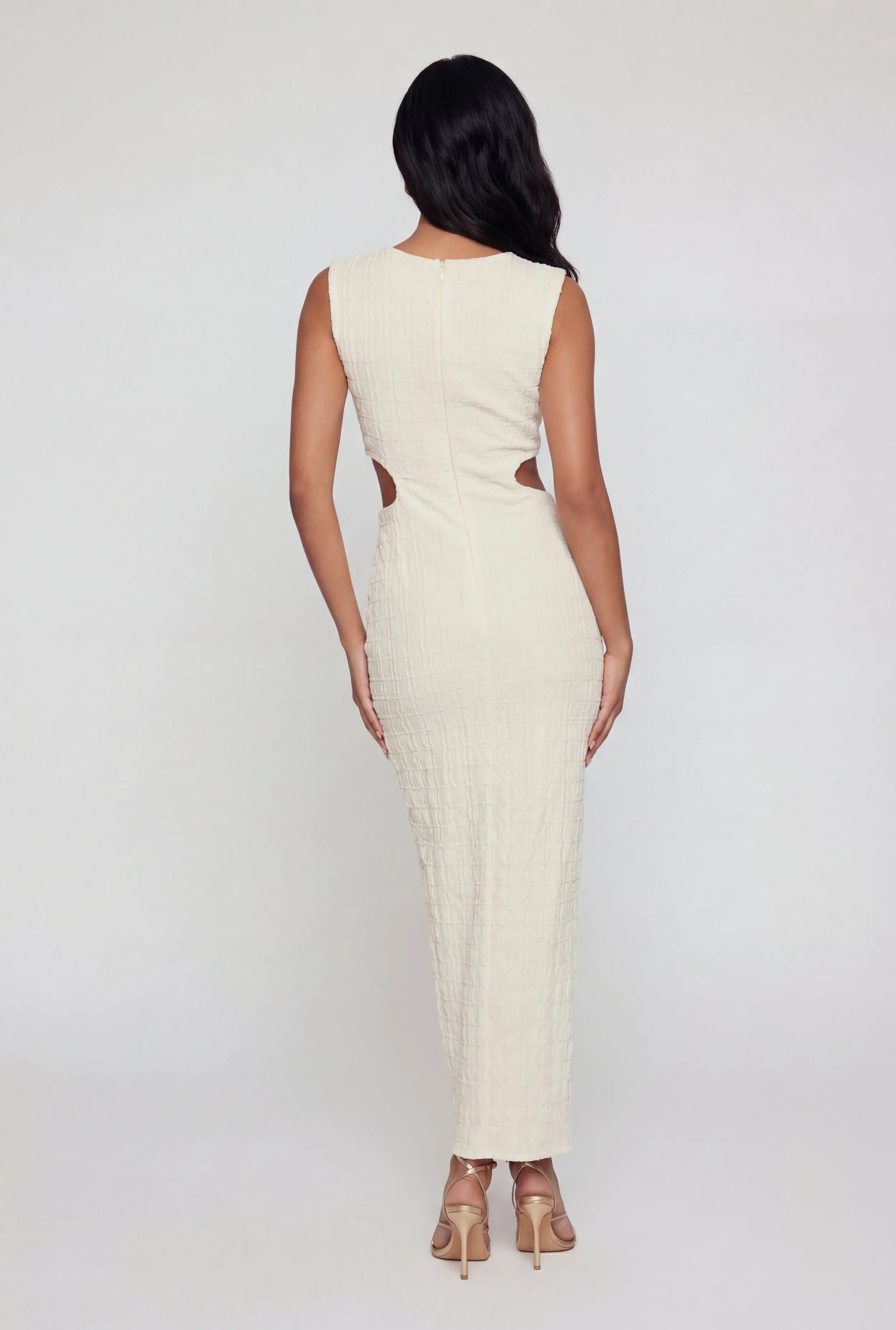Textured Knit Metallic Buckle Cutout Side Maxi Dress sold by Rainbow product image thumbnail 3