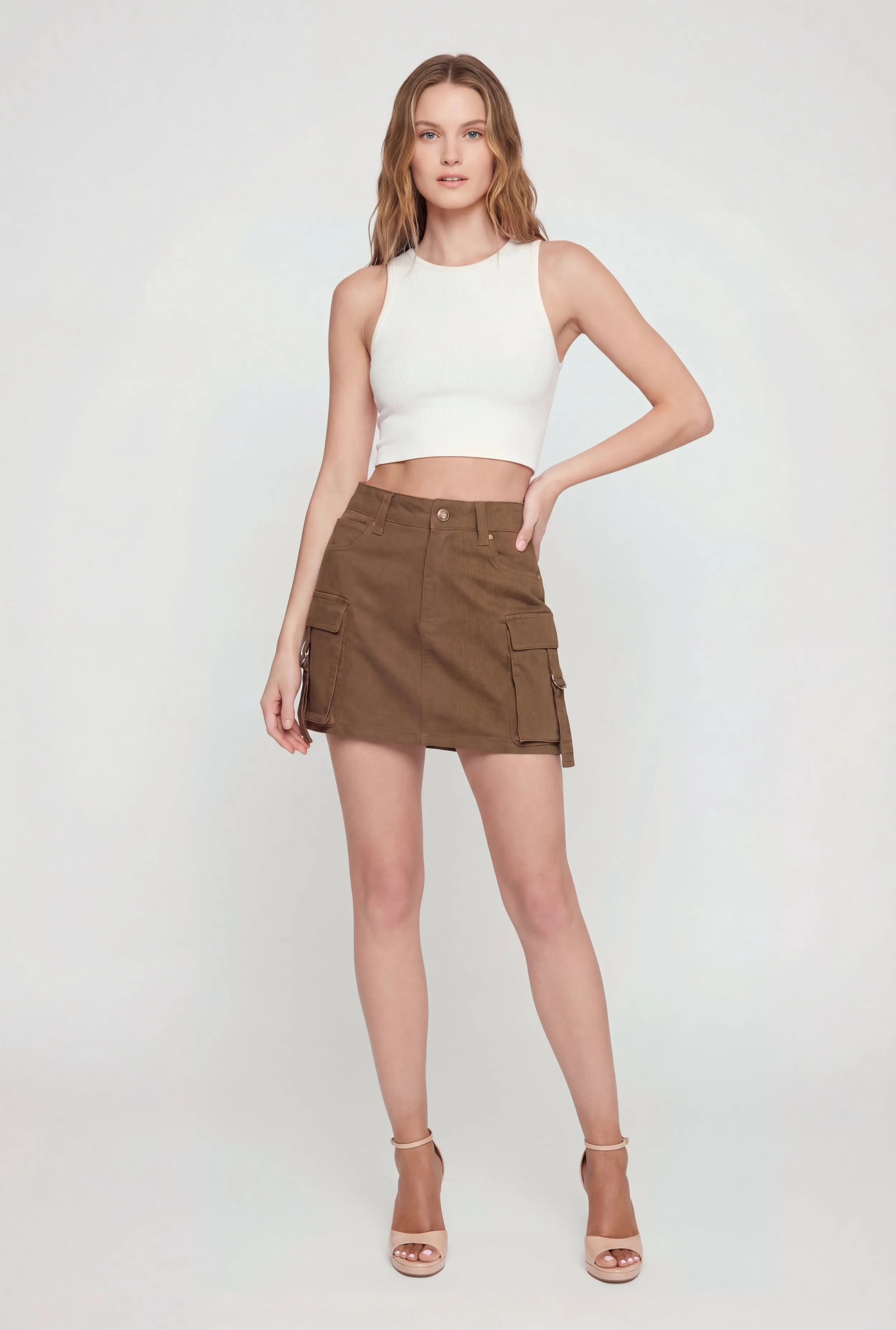 WAX Twill Cargo Mini Skirt sold by Rainbow