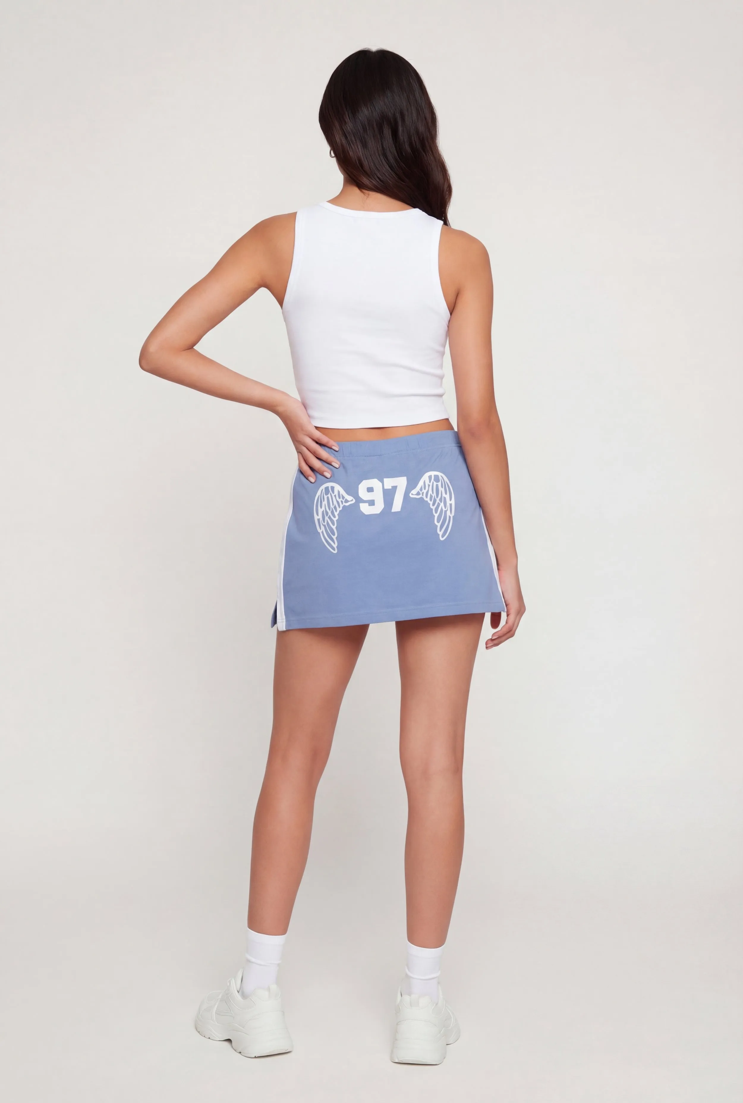 Varsity Stripe Back Graphic Skirt with Shorts Lining sold by Rainbow product image thumbnail 3