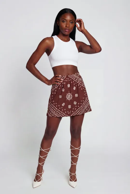 High Waisted Bandana Print Skirt with Shorts Lining made by Rainbow