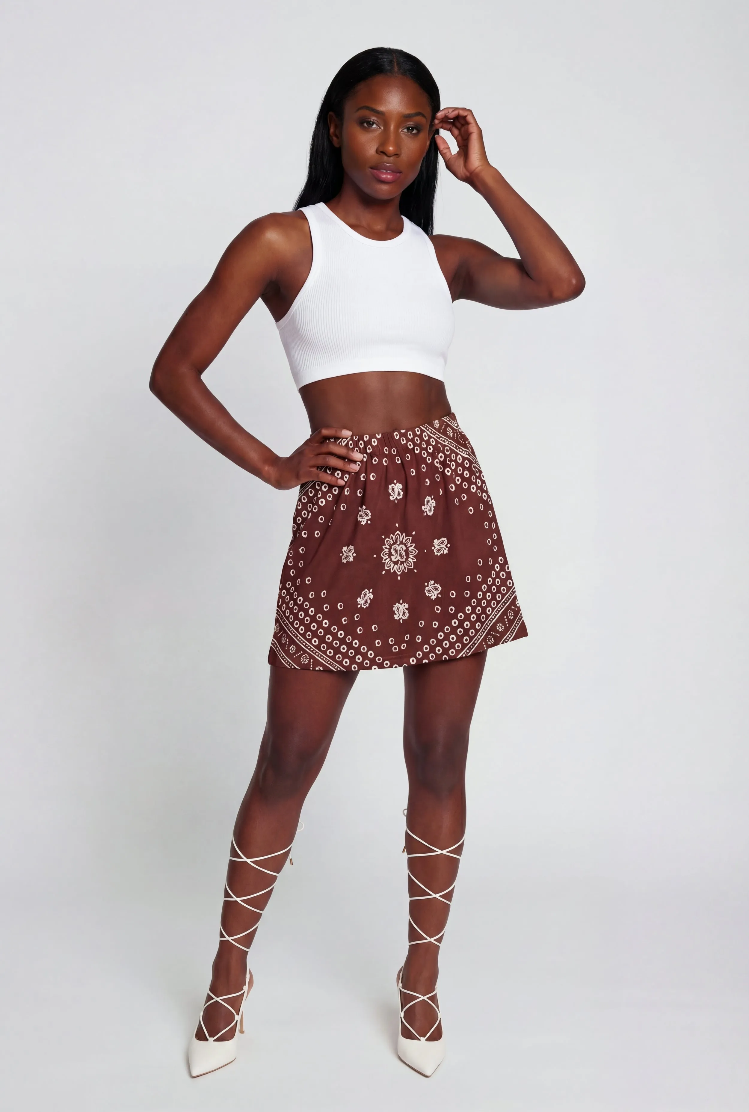 High Waisted Bandana Print Skirt with Shorts Lining sold by Rainbow