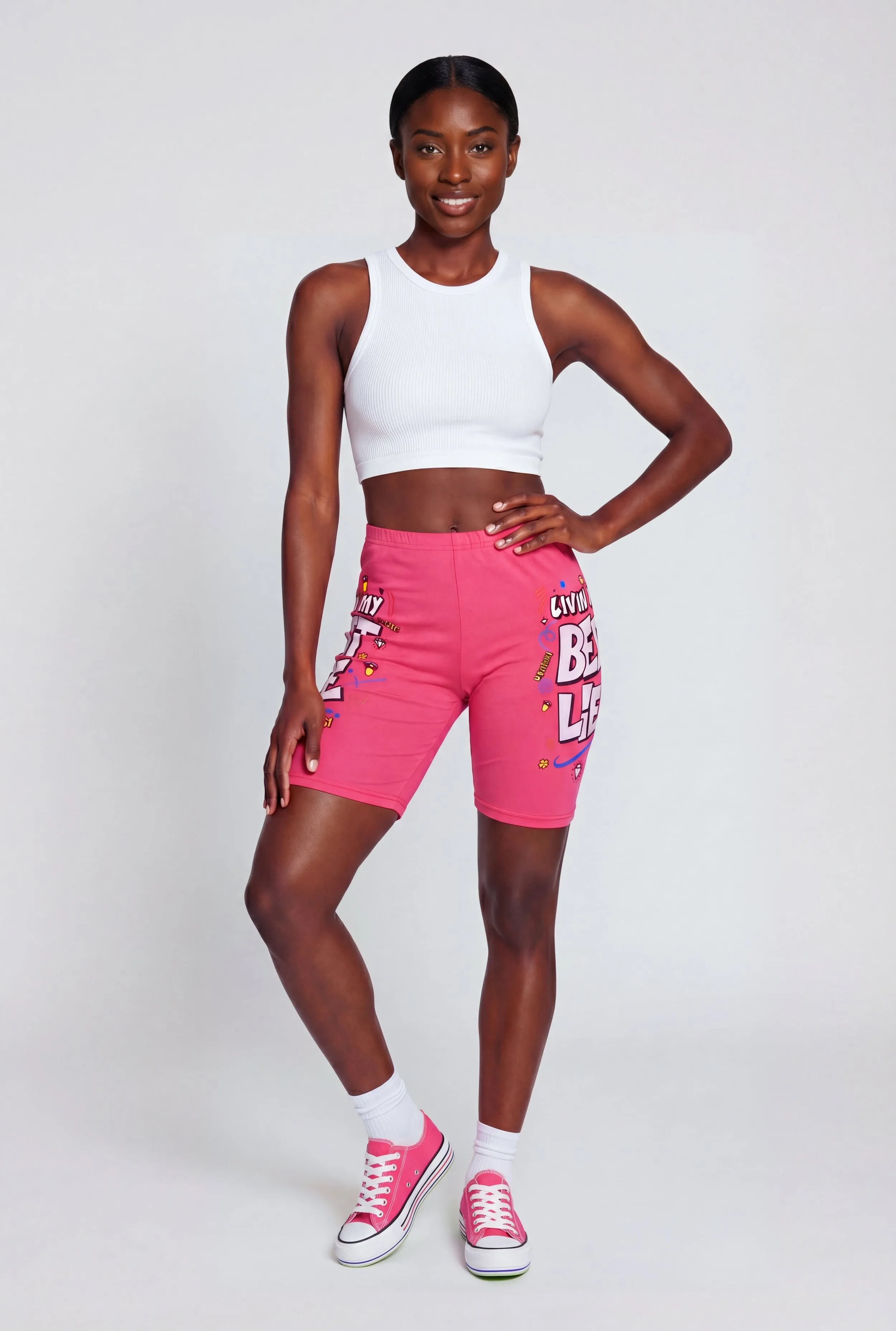 Living My Best Life Graphic Biker Shorts sold by Rainbow