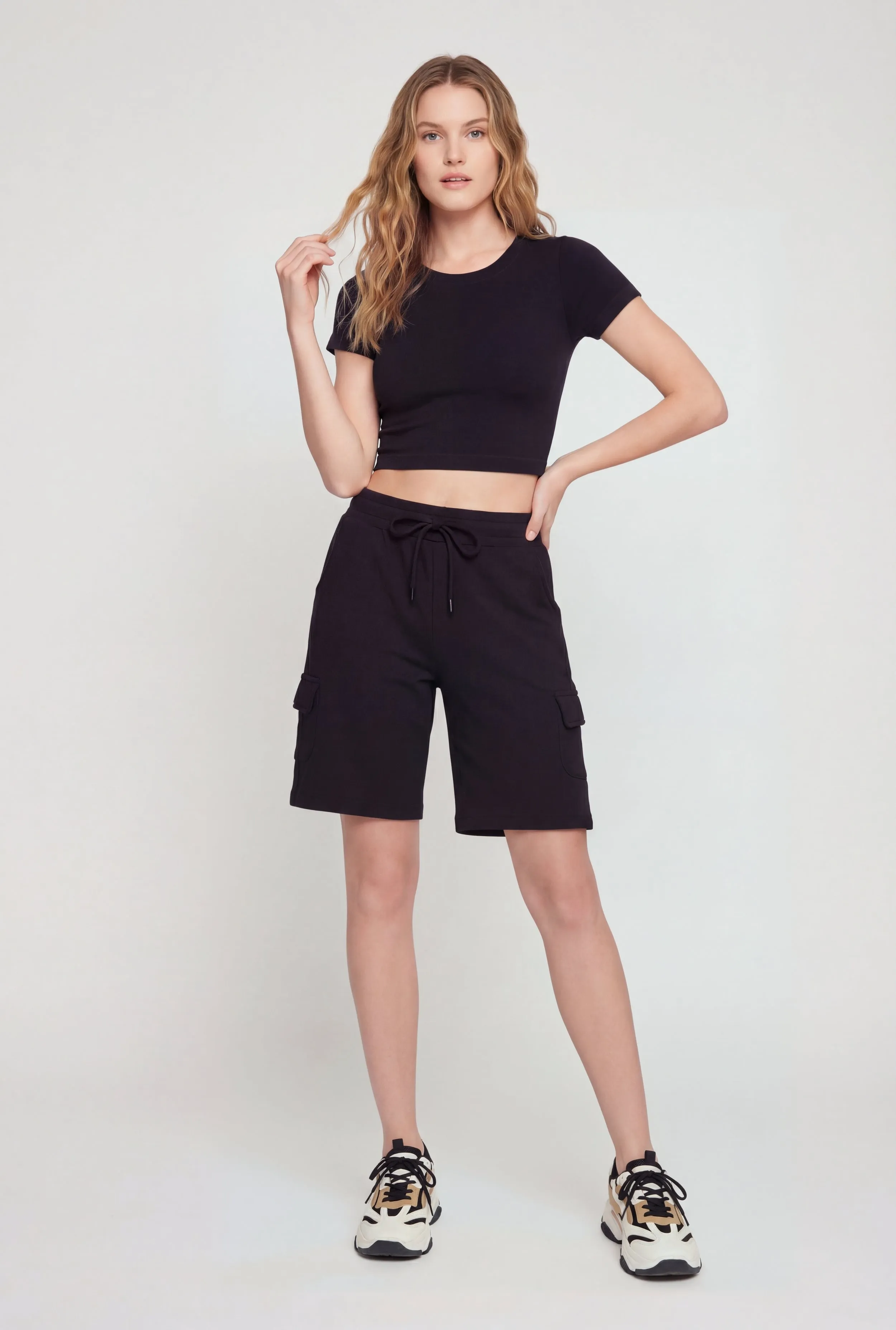 Drawstring Waist Cargo Sweatshorts sold by Rainbow