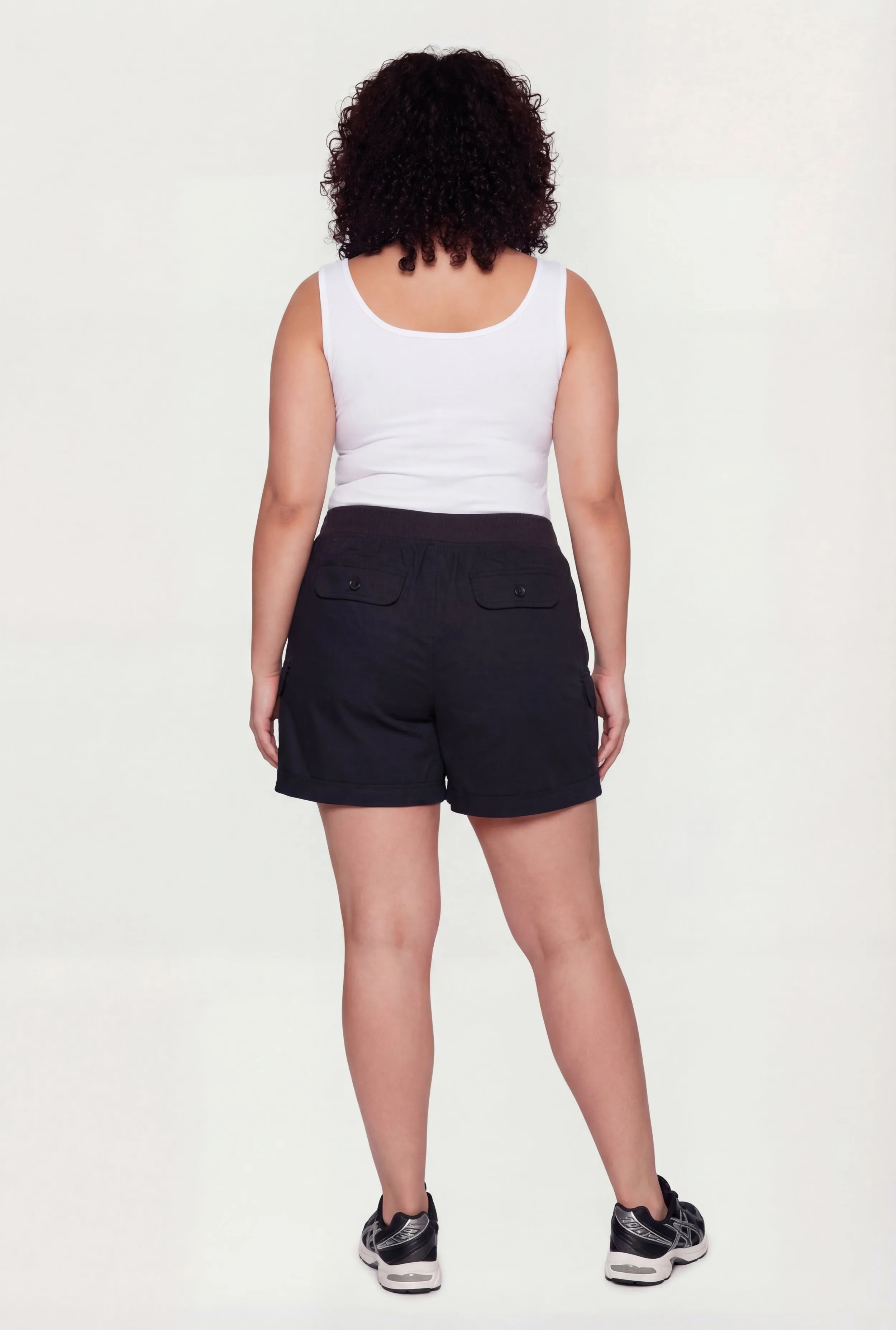 Plus Size Drawstring High Waisted Poplin Cargo Shorts sold by Rainbow product image thumbnail 3