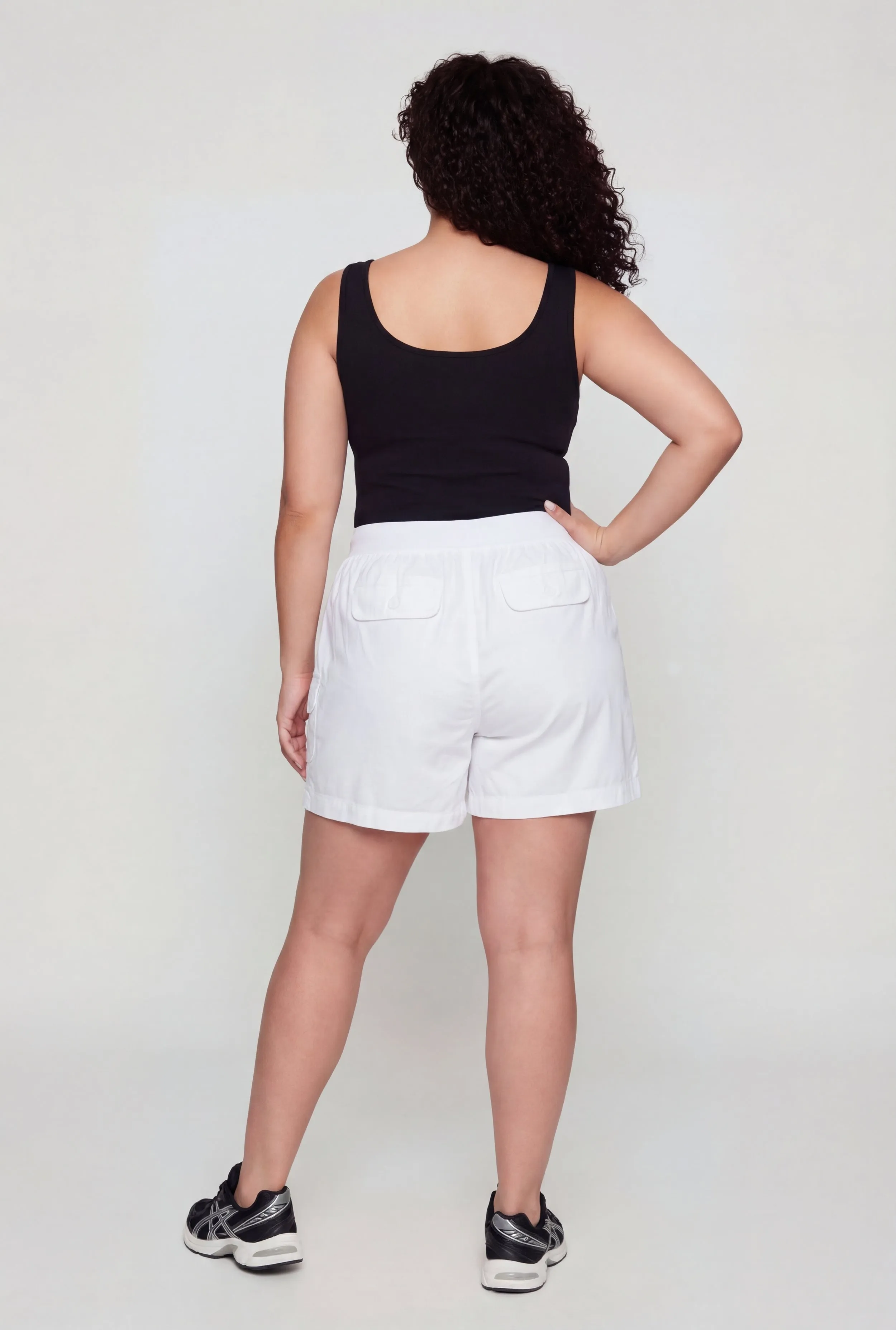 Plus Size Drawstring High Waisted Poplin Cargo Shorts sold by Rainbow product image thumbnail 2