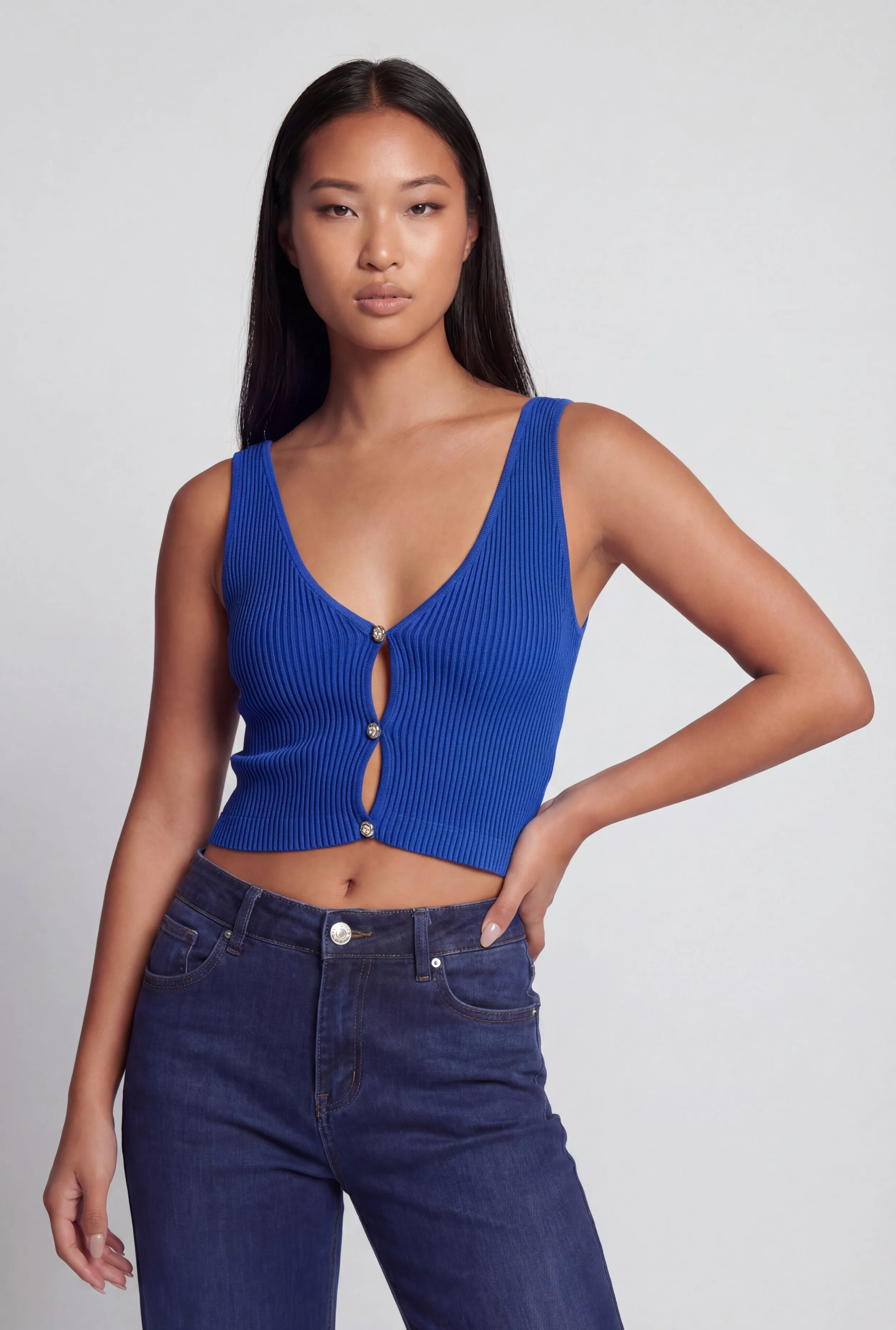 Seamless Ribbed Rhinestone Keyhole Crop Top sold by Rainbow product image thumbnail 2