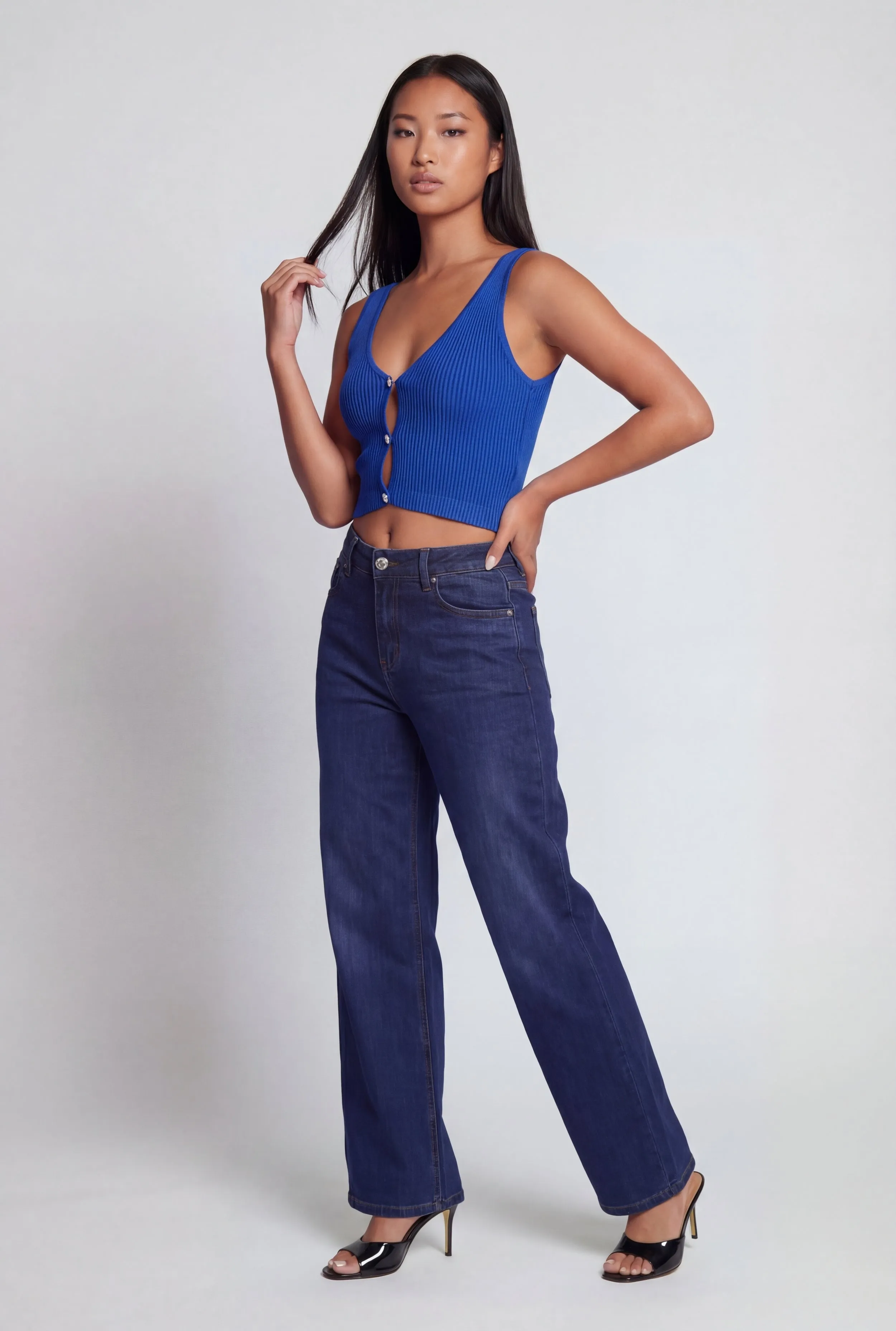 Seamless Ribbed Rhinestone Keyhole Crop Top sold by Rainbow product image thumbnail 3