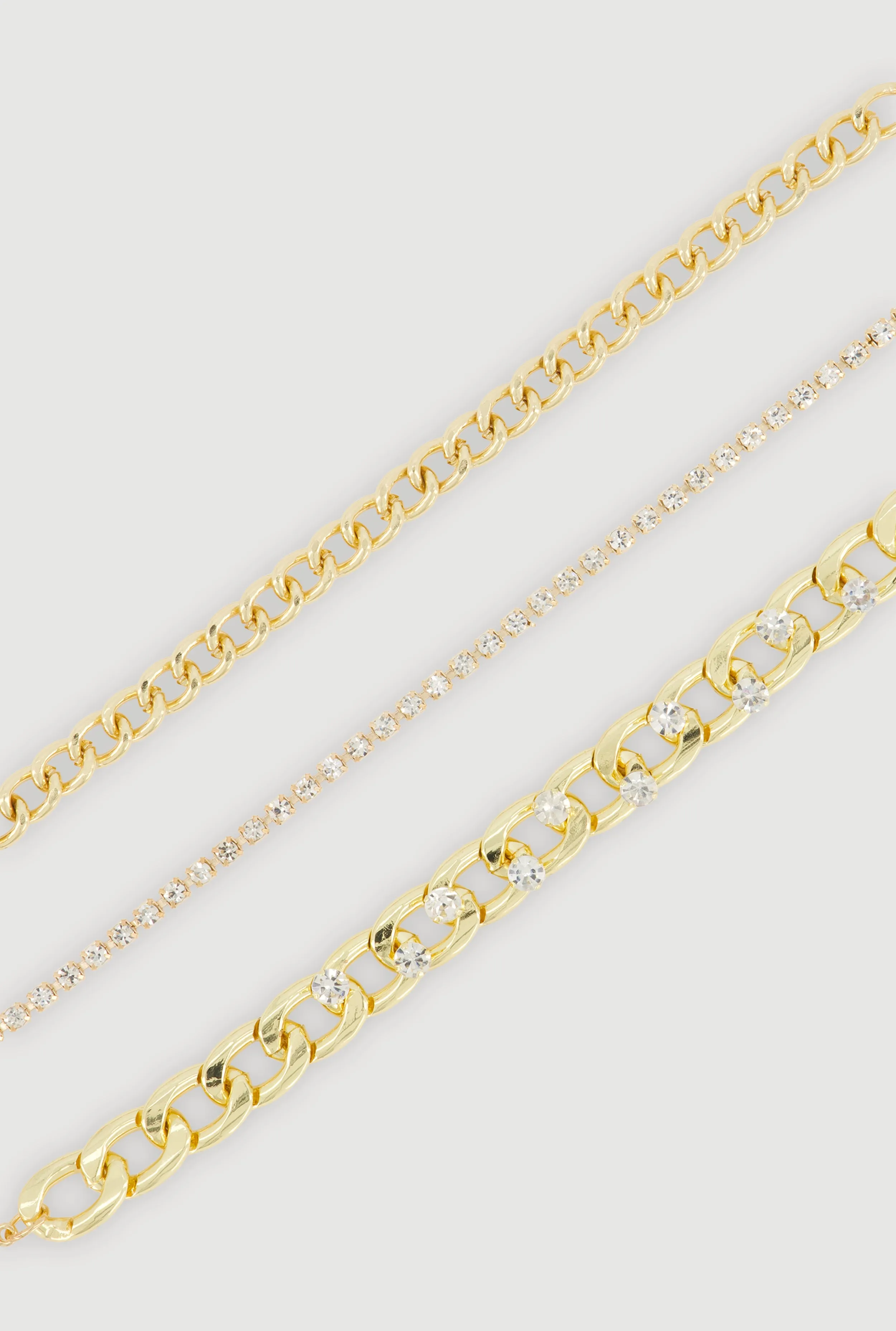 Cubic Zirconia Chain Link Anklets Set of 3 sold by Rainbow