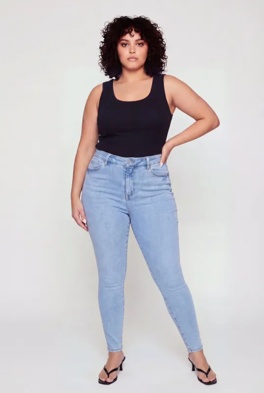 Plus Size Ribbed Knit Scoop Neck Tank Top made by Ambiance