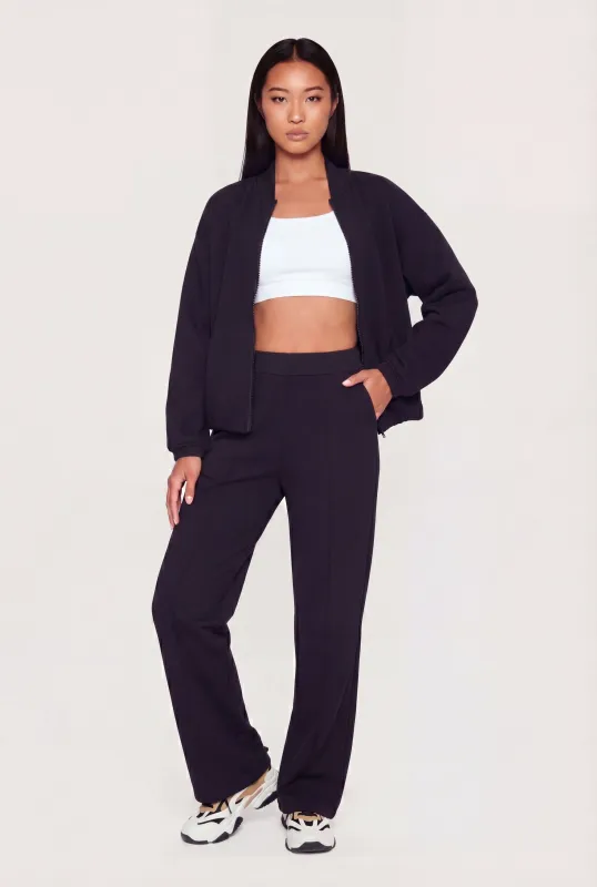 High Waisted Pintuck Detail Modal Pull On Pants made by Rainbow