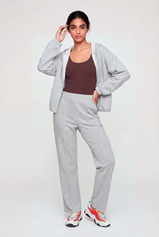 High Waisted Pintuck Detail Modal Pull On Pants made by Rainbow