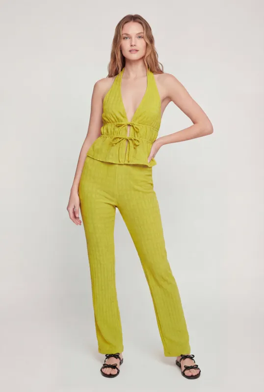 Textured Knit Straight Leg Pull On Pants made by Rainbow