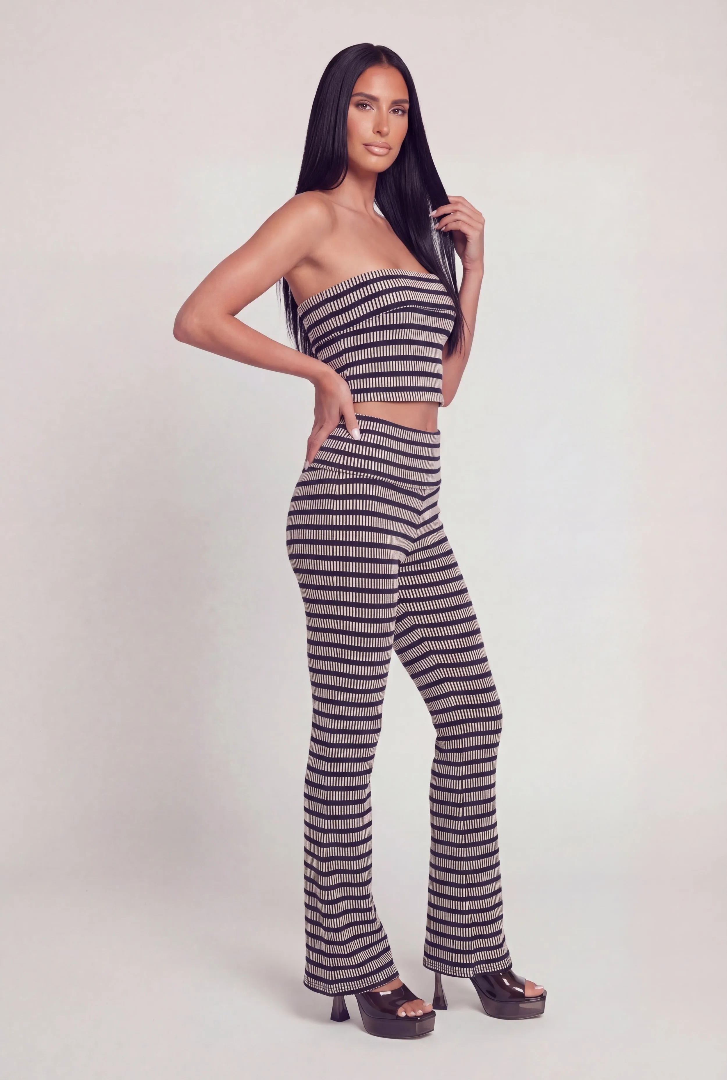 Striped Ribbed Knit Fold Over Tube Top sold by Rainbow product image thumbnail 3