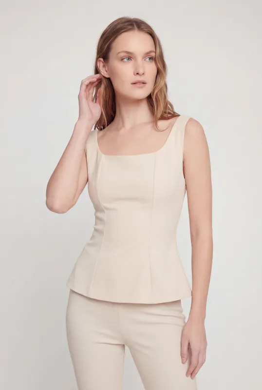 Solid Crepe Knit Peplum Top made by Rainbow
