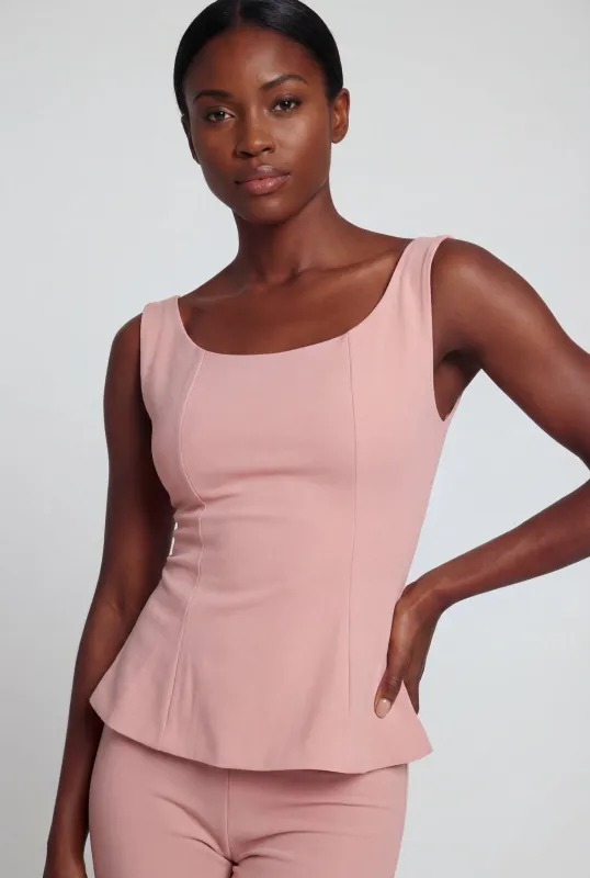 Solid Crepe Knit Peplum Top made by Rainbow