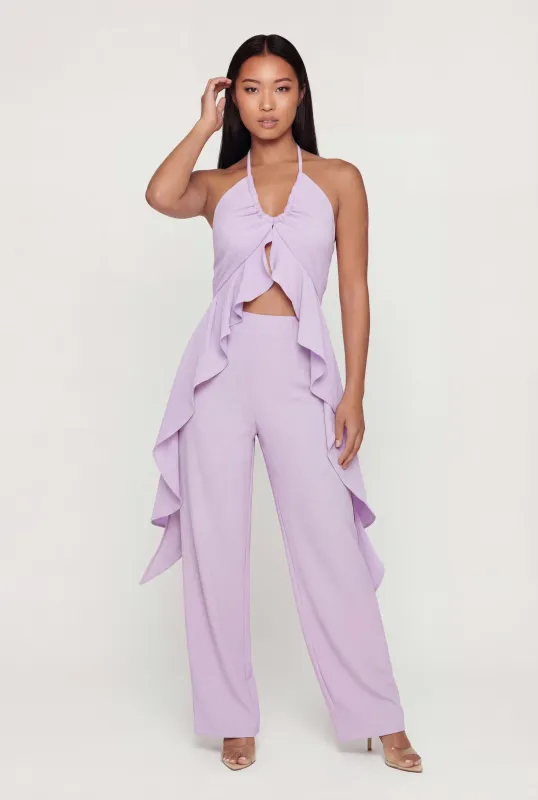 Crepe Knit High Waisted Pull On Pants made by Rainbow