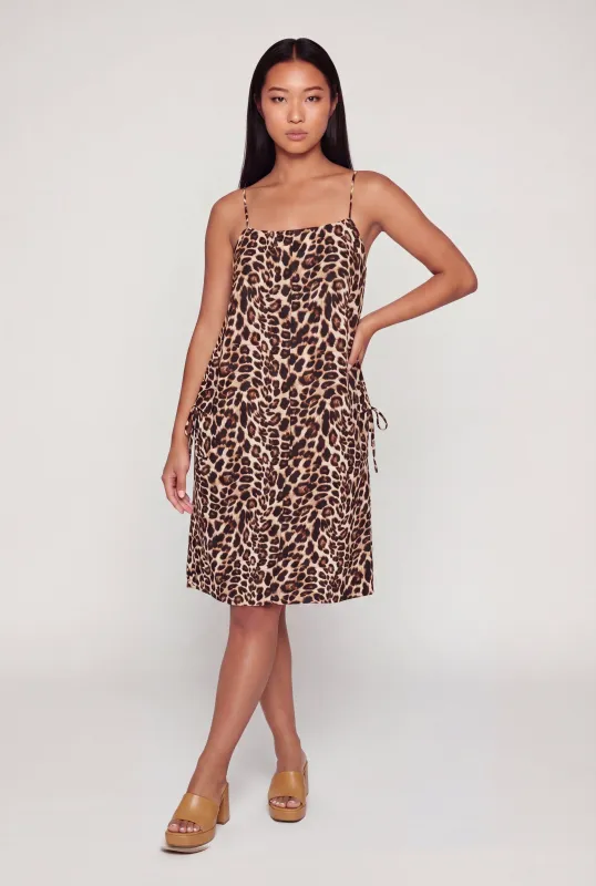 Leopard Print Cami Midi Dress with Pockets made by Rainbow