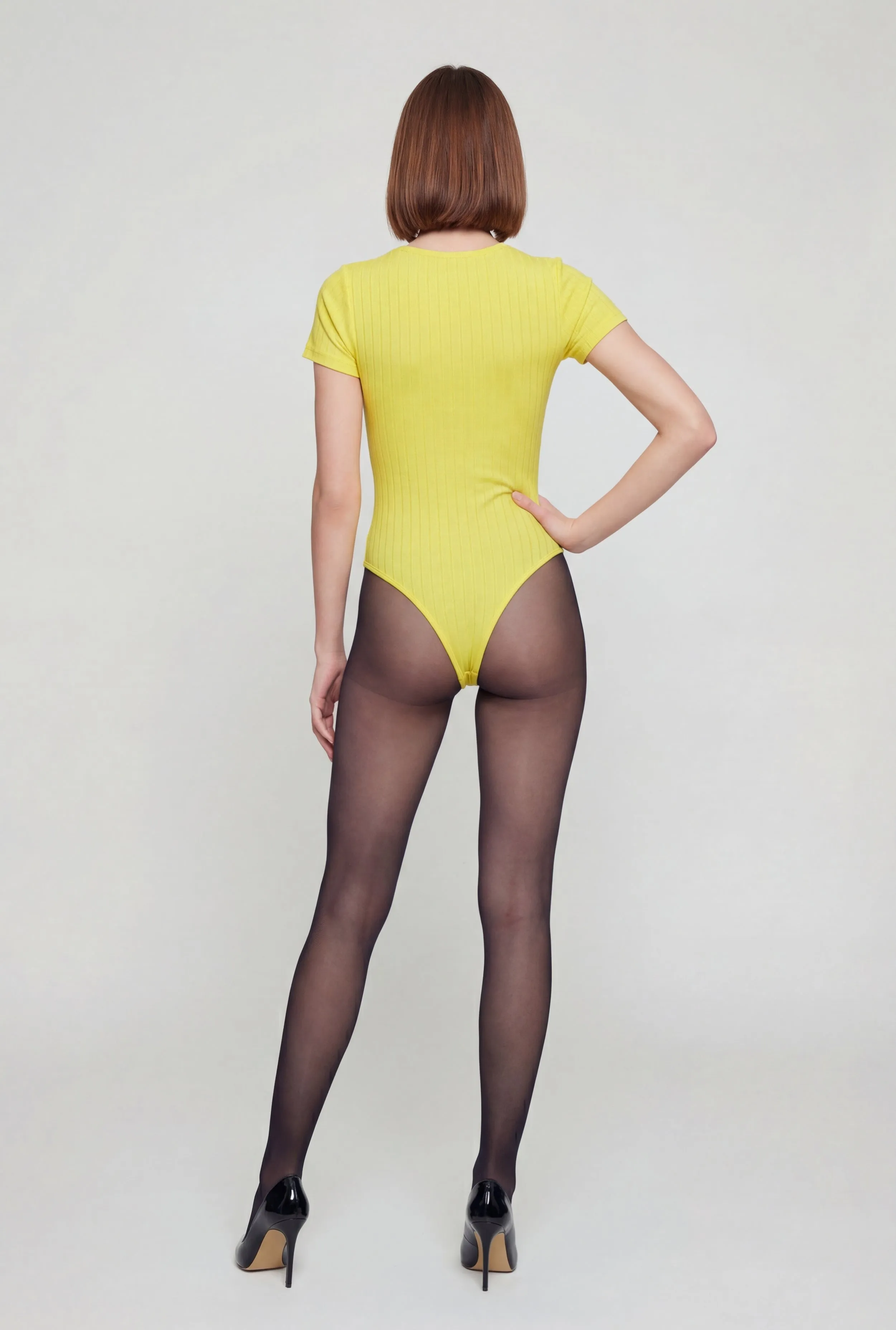 Ribbed Knit Solid Crew Neck Bodysuit sold by Rainbow product image thumbnail 3