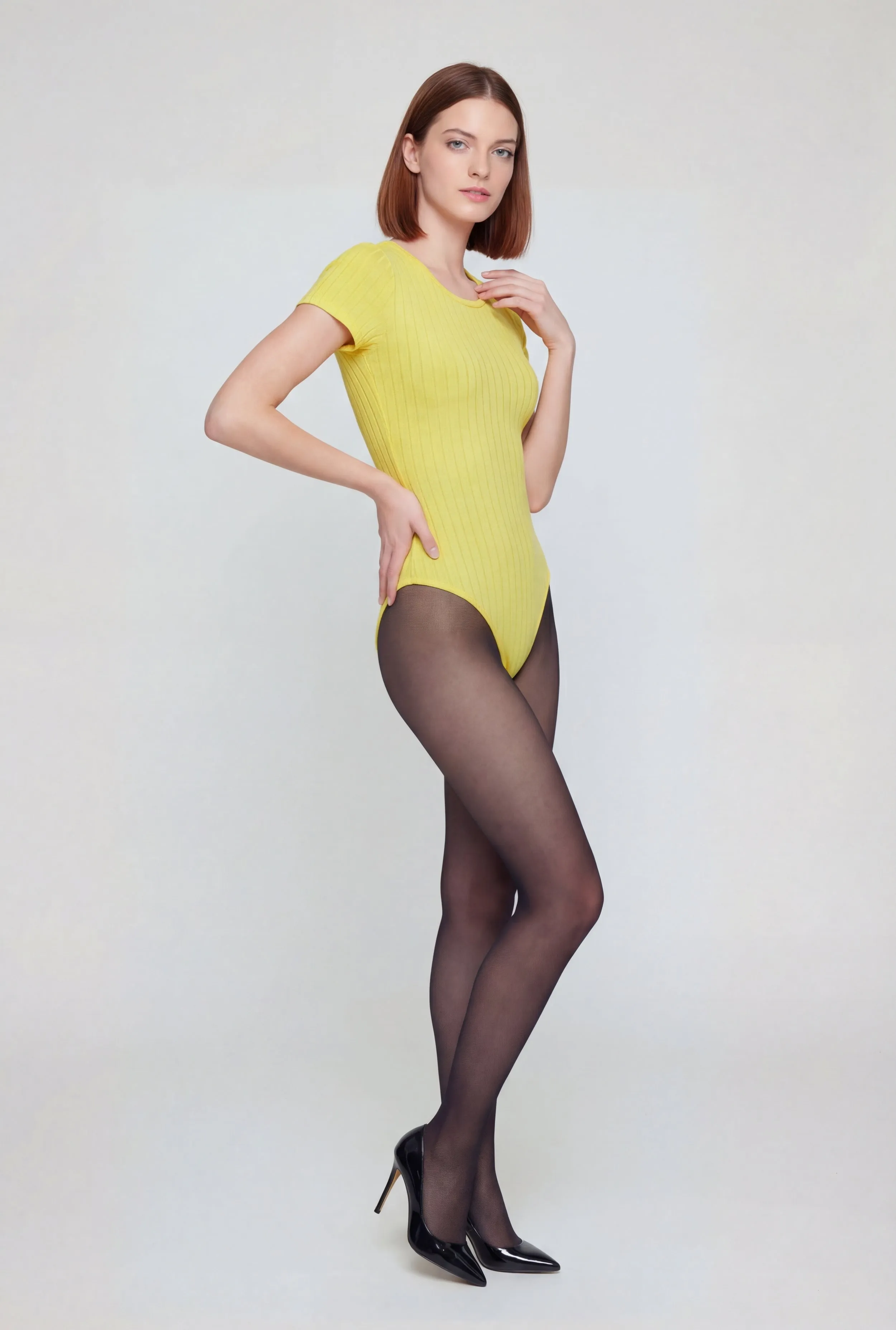 Ribbed Knit Solid Crew Neck Bodysuit sold by Rainbow product image thumbnail 2