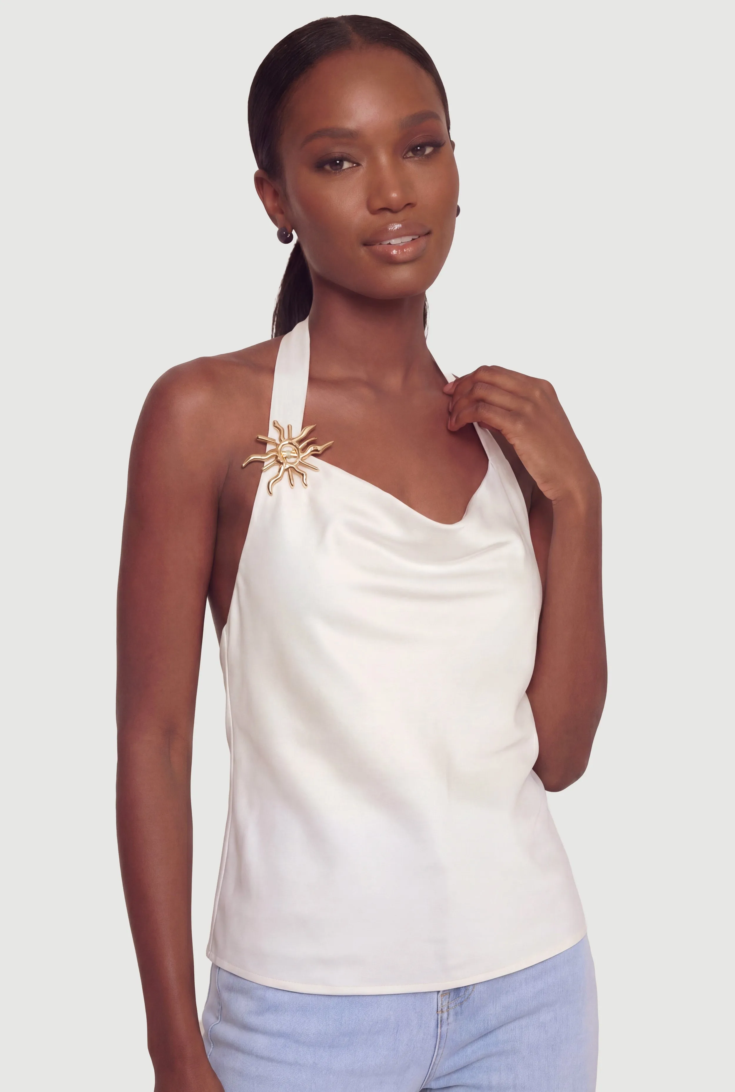 Sun Pendant Detail Satin Halter Top sold by Rainbow product image thumbnail 2