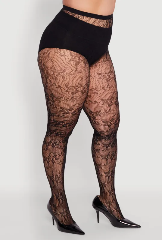 Plus Size Patterned Fishnet Tights made by Rainbow