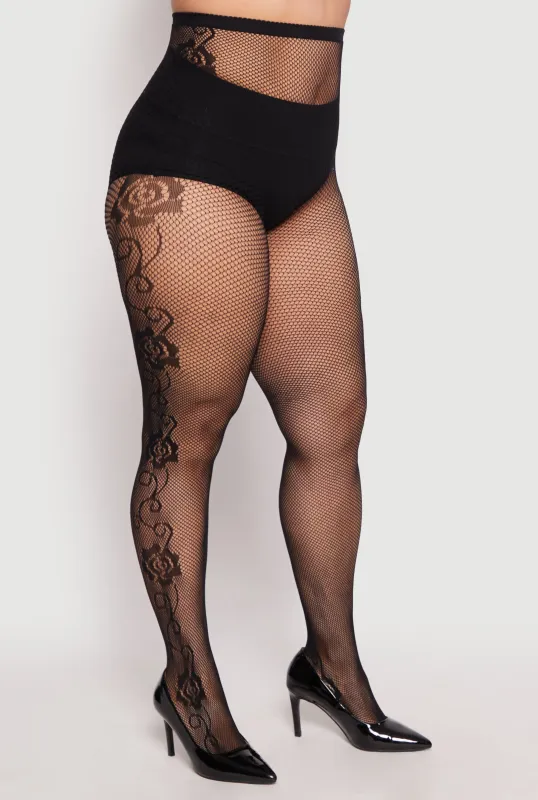 Plus Size Patterned Fishnet Tights made by Rainbow