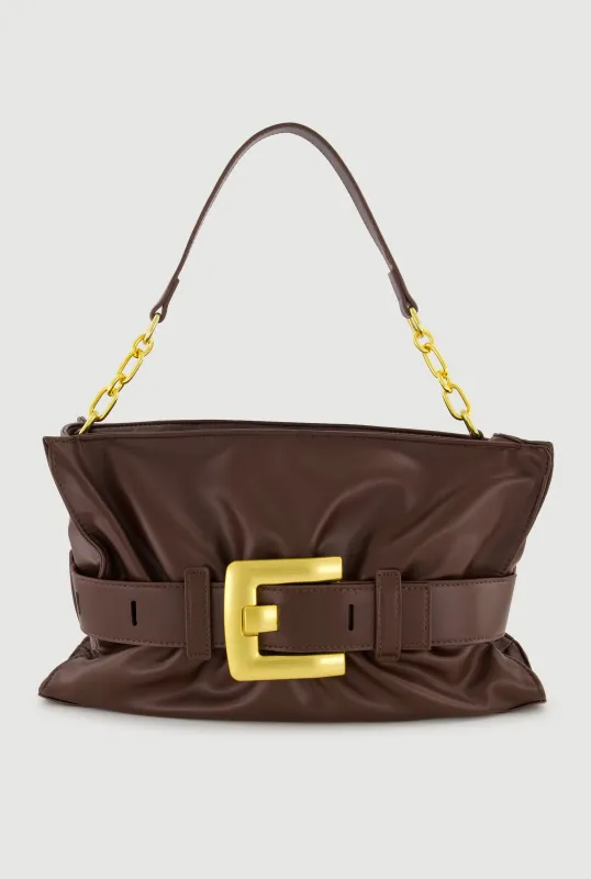 Buckle Detail Faux Leather Handbag made by Rainbow