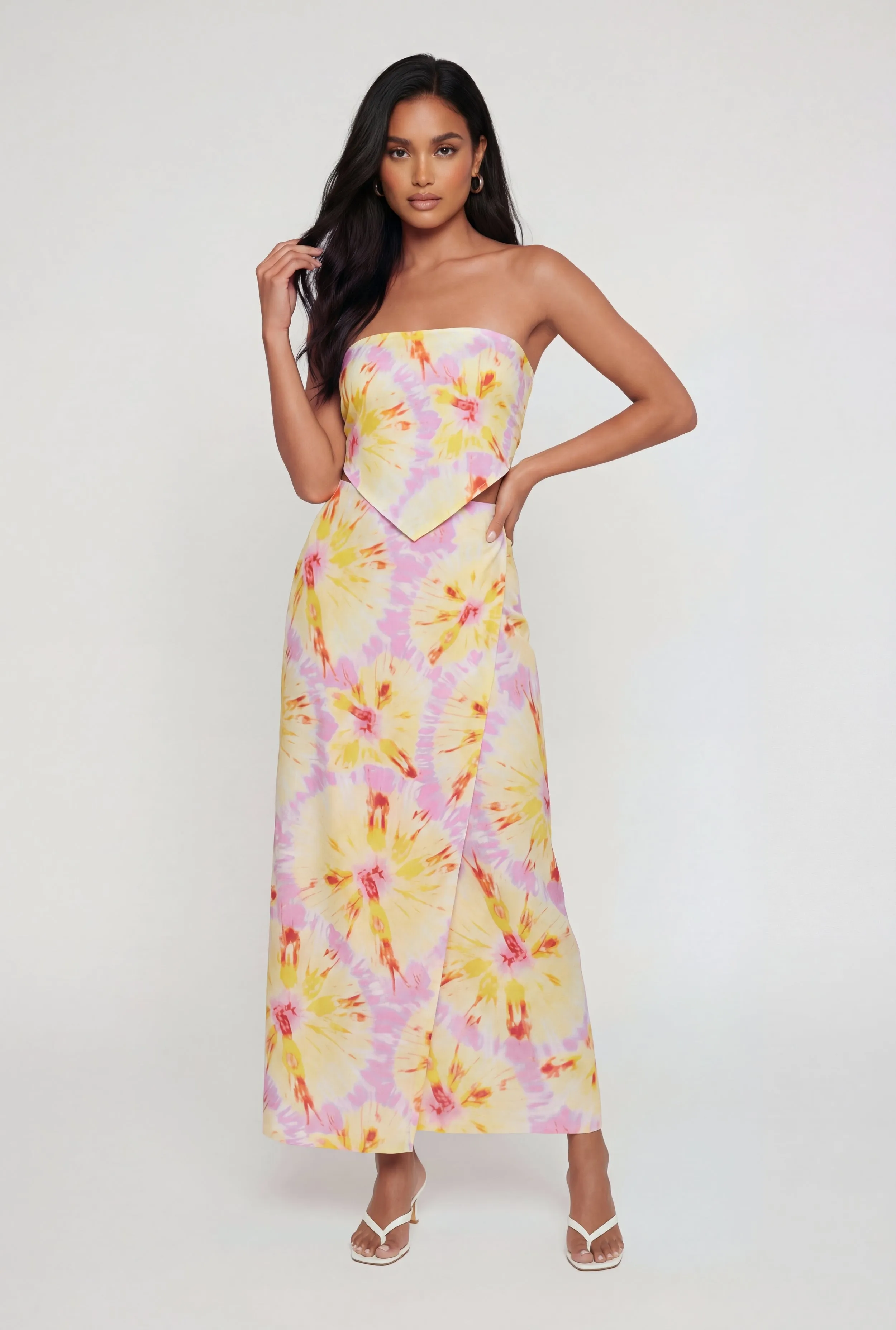 High Waisted Tie Dye Wrap Maxi Skirt sold by Rainbow product image thumbnail 2