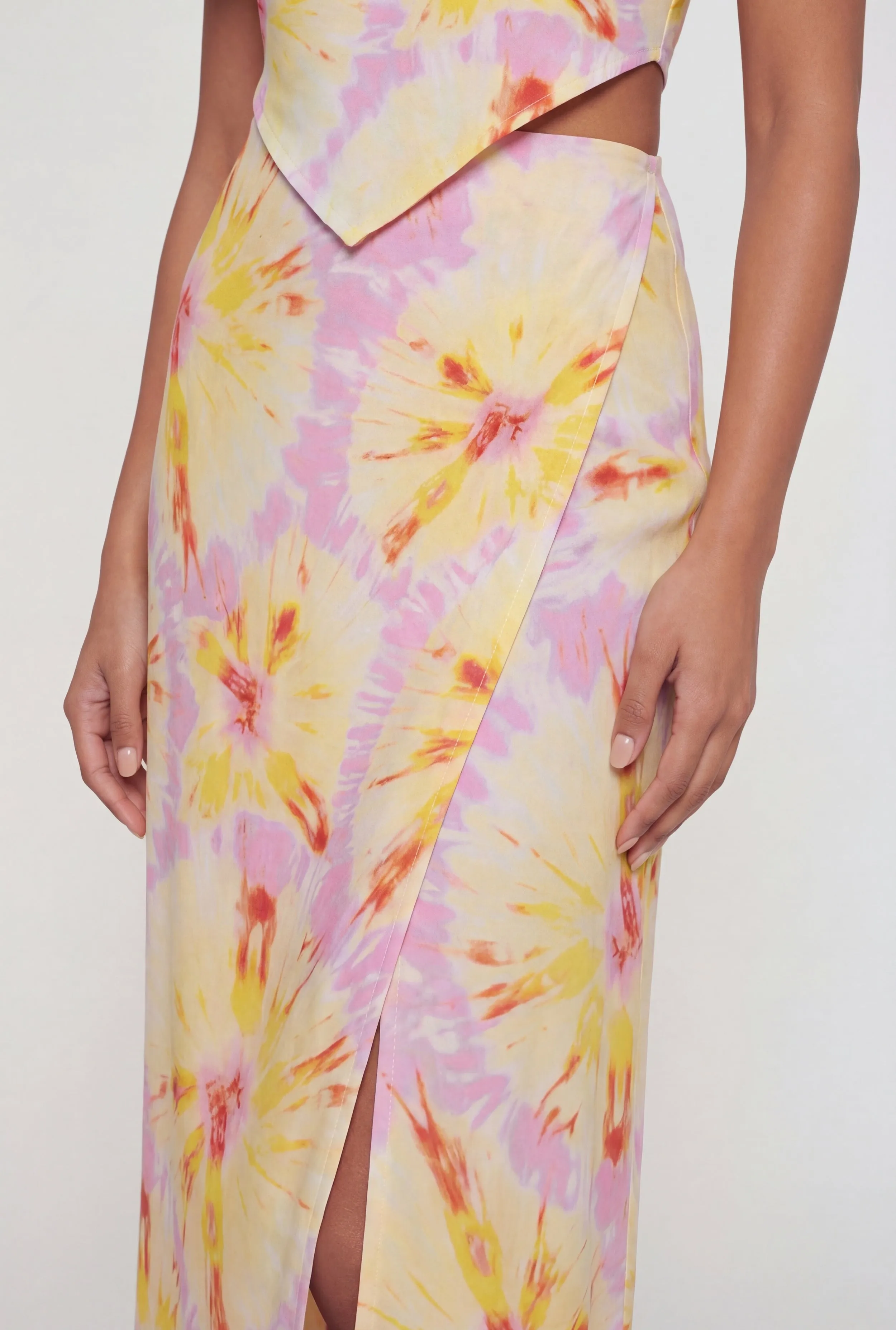 High Waisted Tie Dye Wrap Maxi Skirt sold by Rainbow product image thumbnail 3