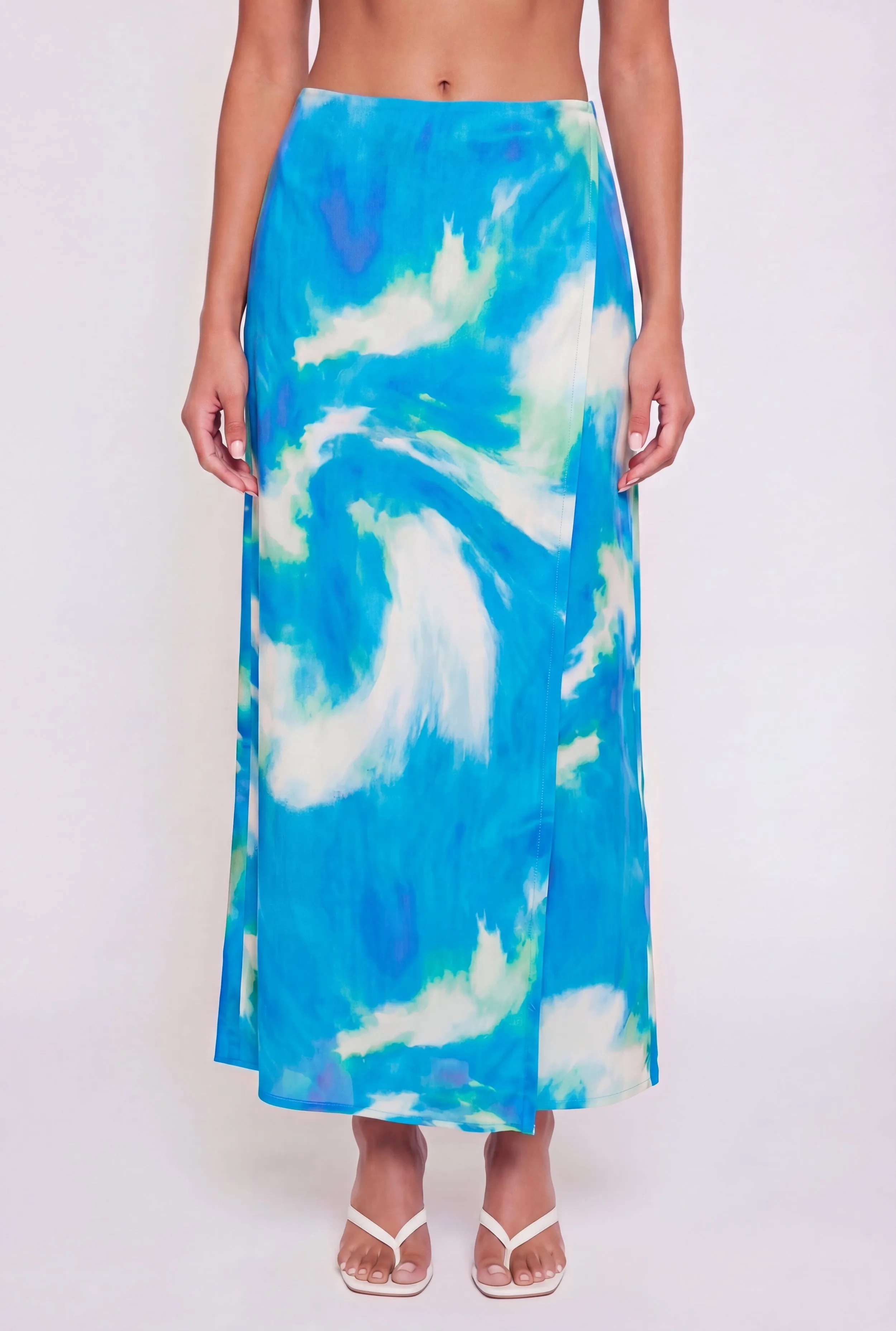 High Waisted Tie Dye Wrap Maxi Skirt sold by Rainbow product image thumbnail 3