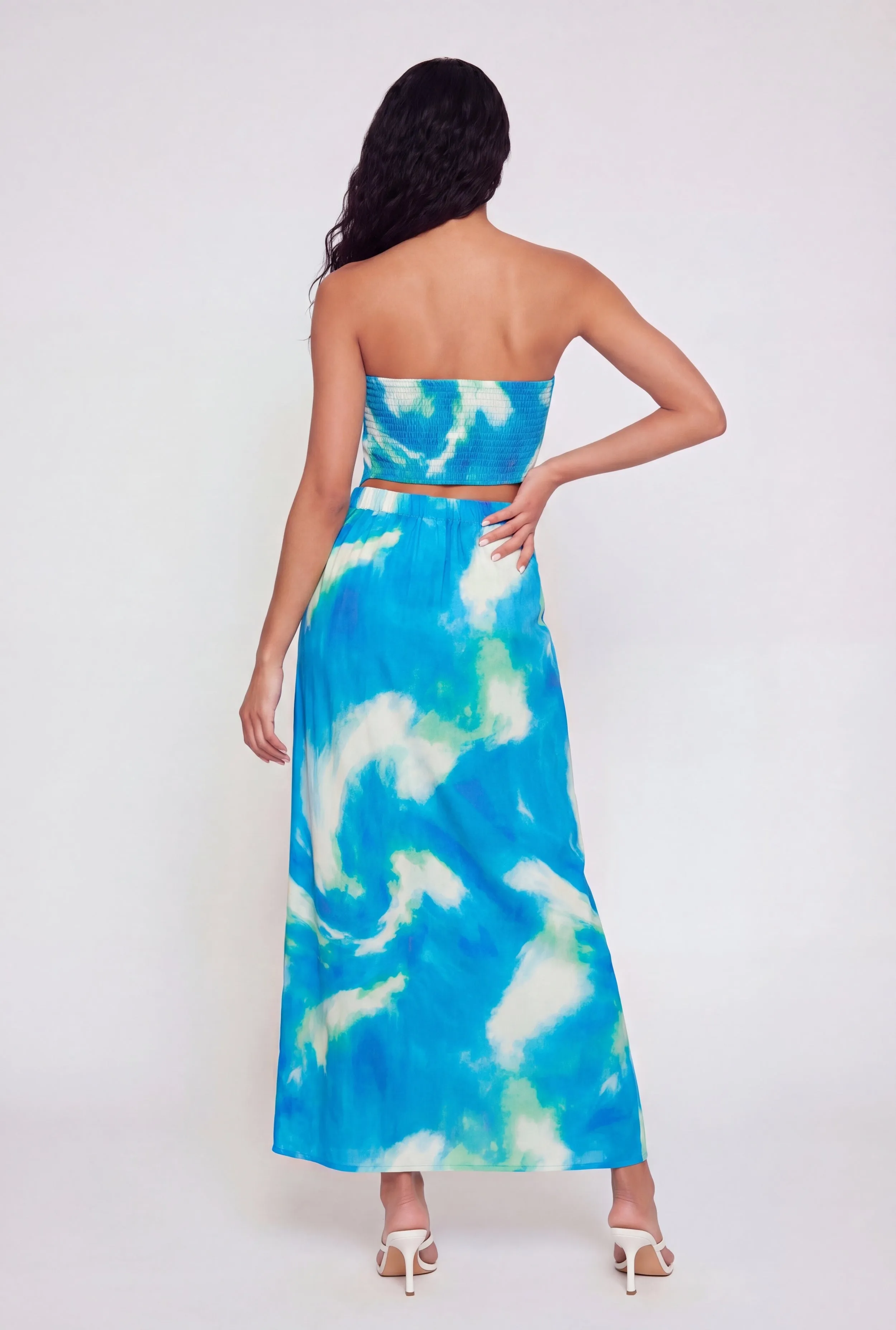 High Waisted Tie Dye Wrap Maxi Skirt sold by Rainbow product image thumbnail 5