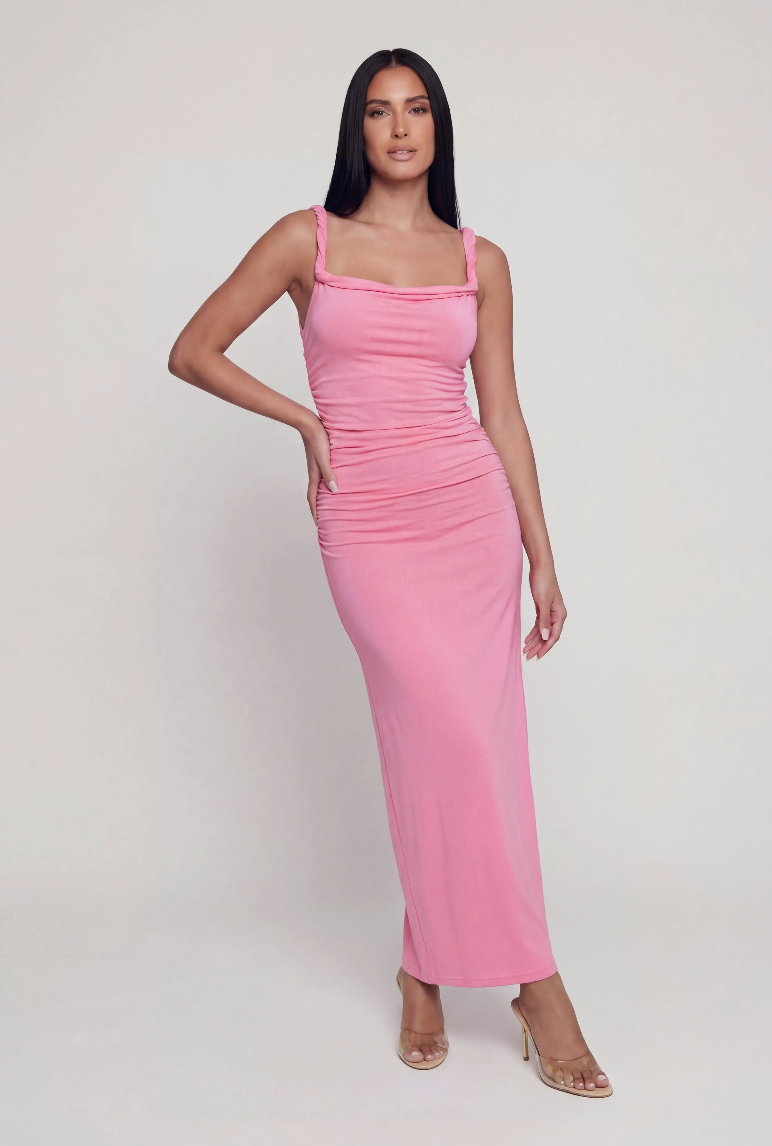 Twisted Strap Sleeveless Ruched Maxi Dress sold by Rainbow