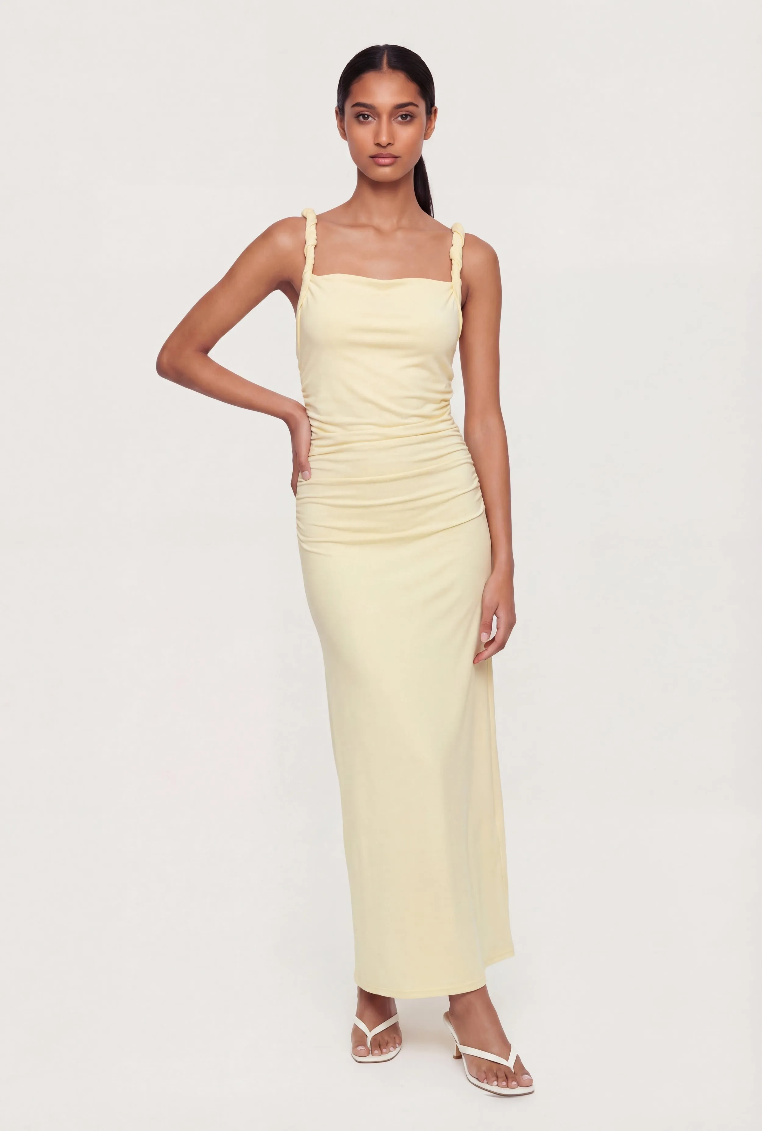 Twisted Strap Sleeveless Ruched Maxi Dress sold by Rainbow product image thumbnail 5