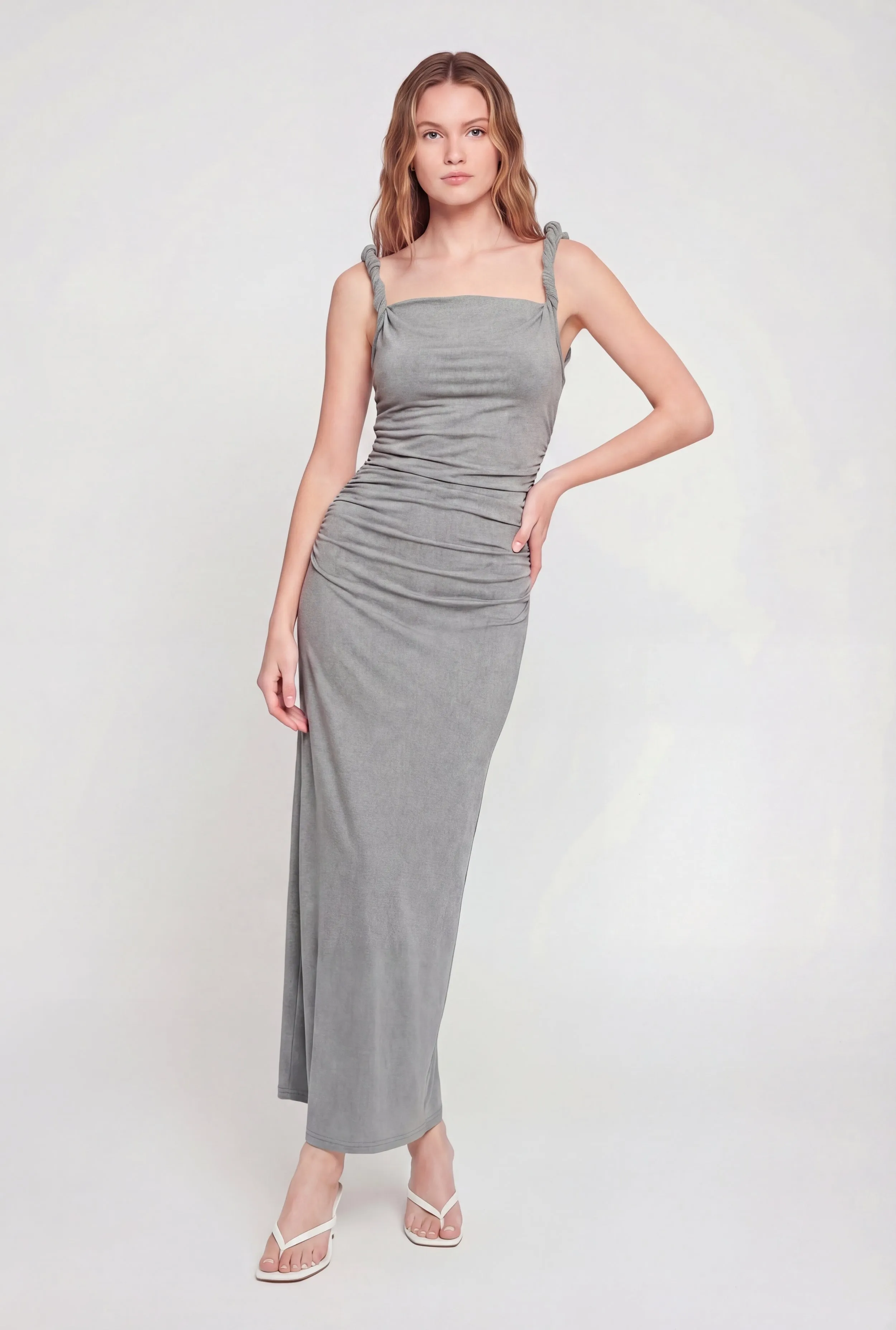 Twisted Strap Sleeveless Ruched Maxi Dress sold by Rainbow product image thumbnail 3