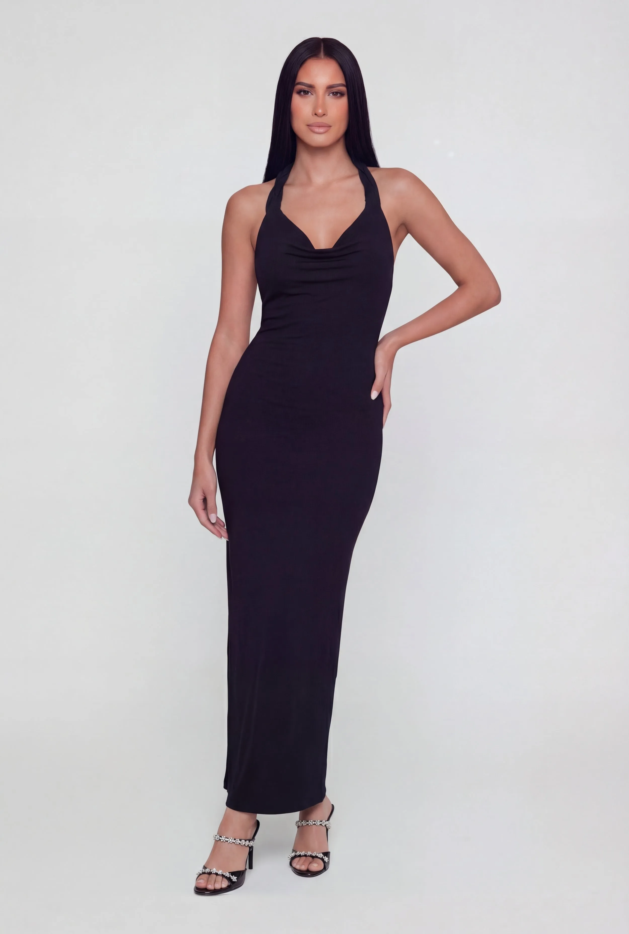 Cowl Neck Twist Halter Maxi Dress sold by Rainbow product image thumbnail 2