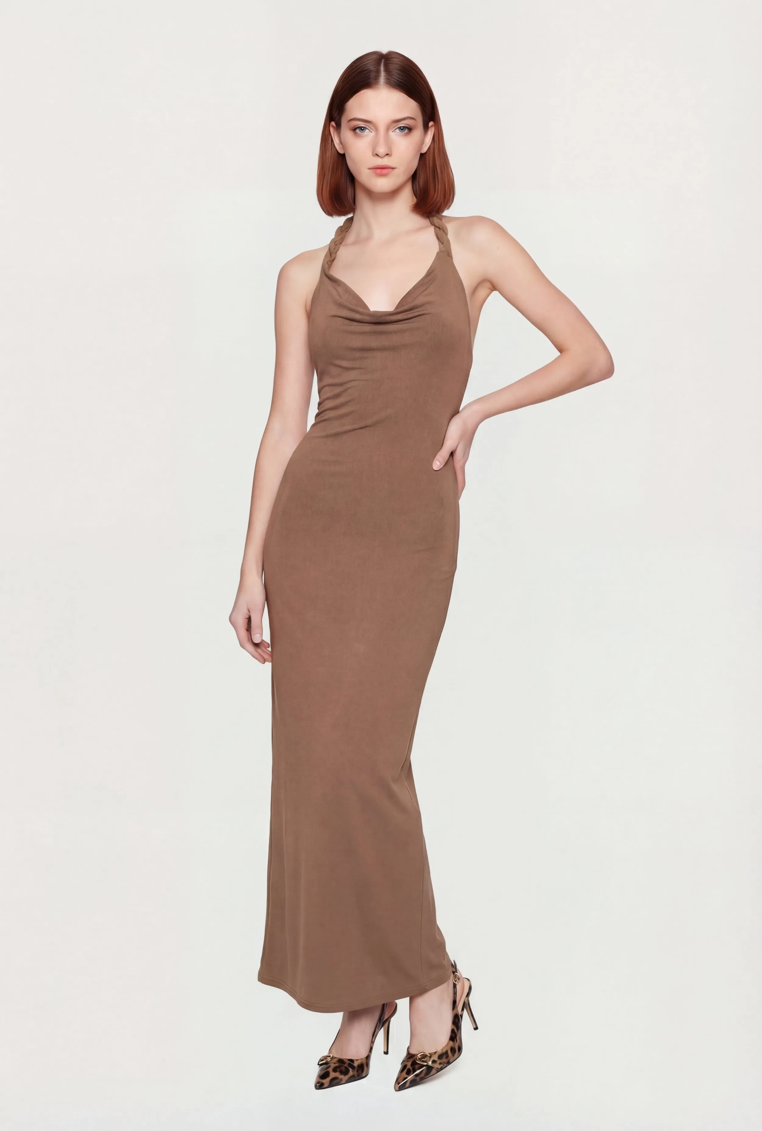 Cowl Neck Twist Halter Maxi Dress sold by Rainbow