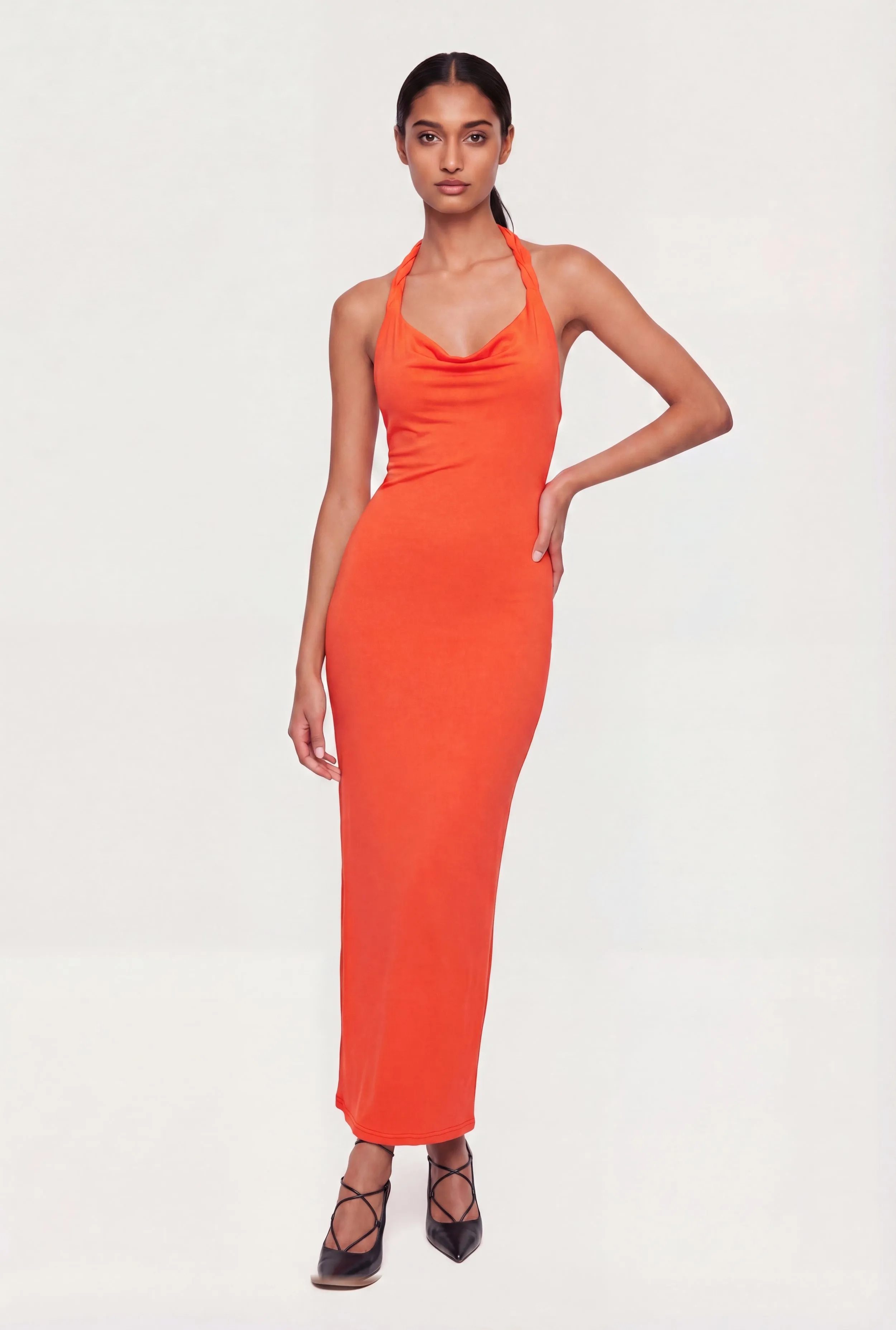 Cowl Neck Twist Halter Maxi Dress sold by Rainbow