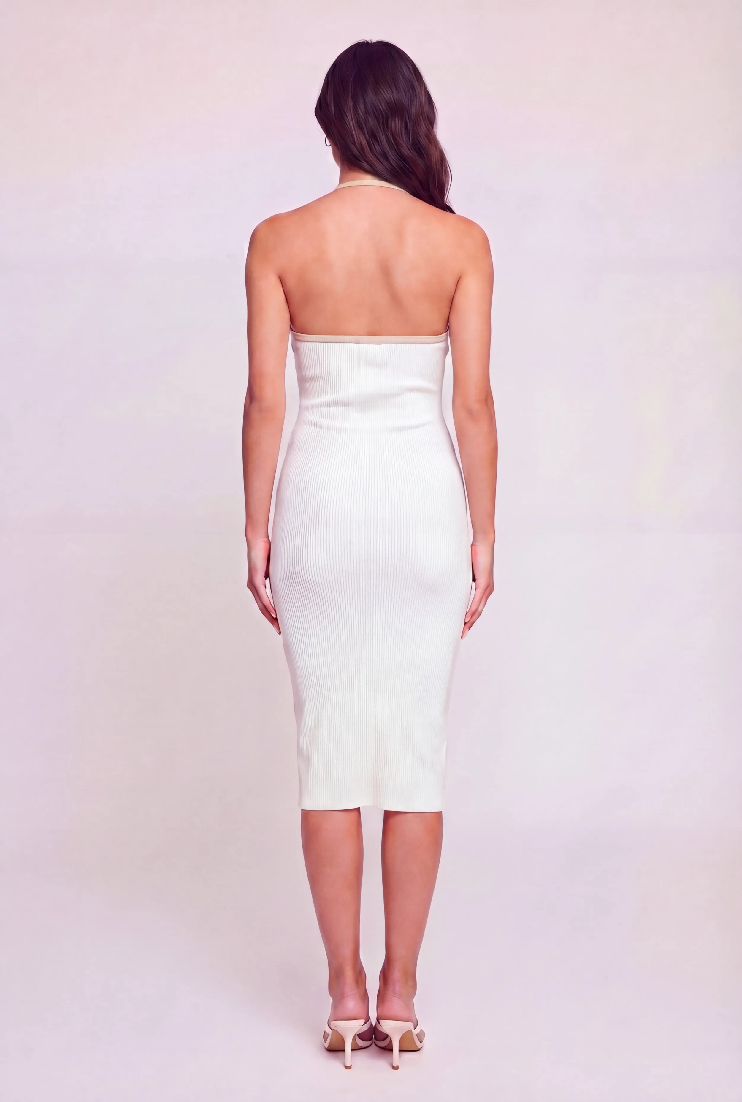Contrast Trim Keyhole Detail Halter Midi Dress sold by Rainbow product image thumbnail 3