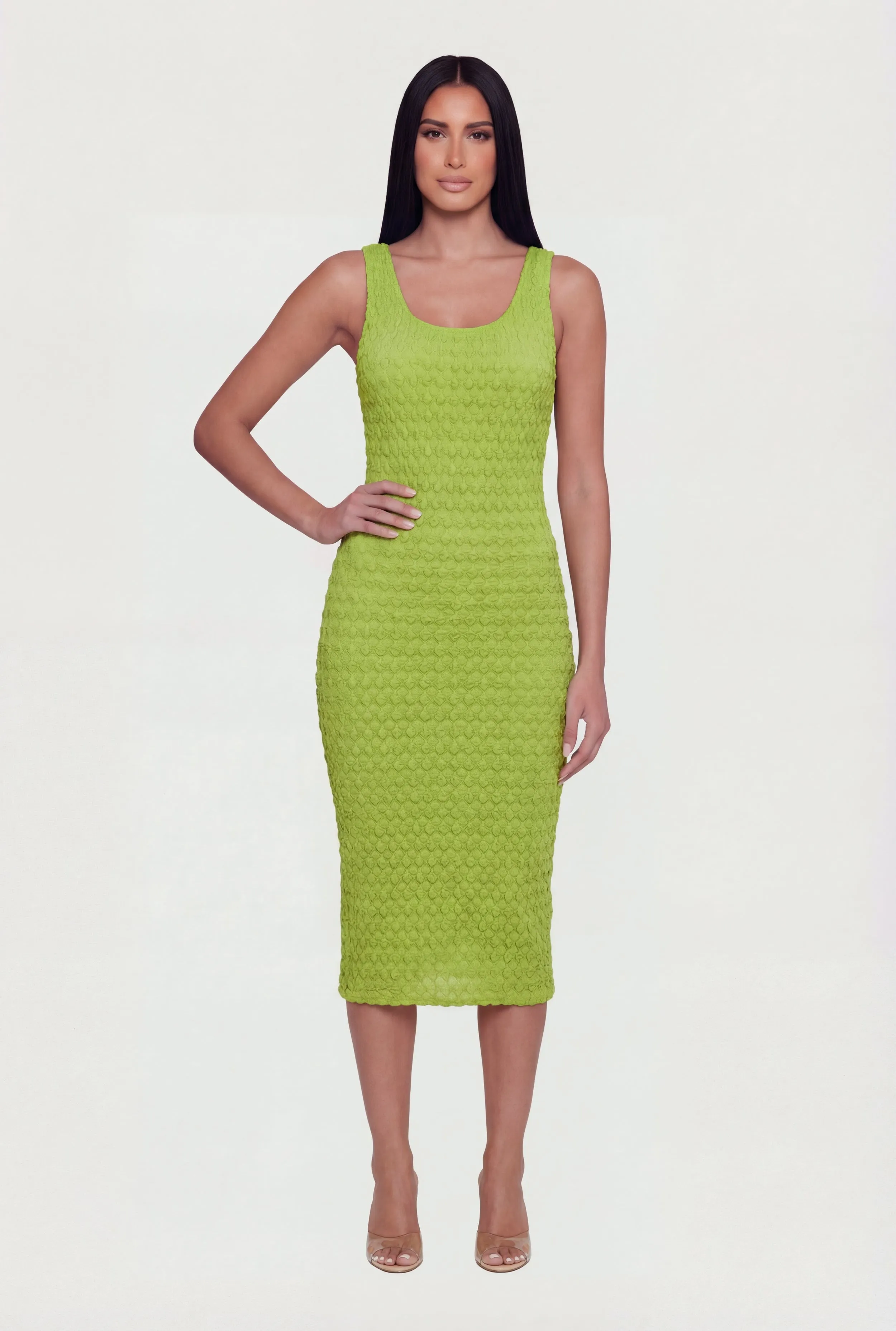 Textured Bubble Knit Sleeveless Midi Dress sold by Rainbow product image thumbnail 4