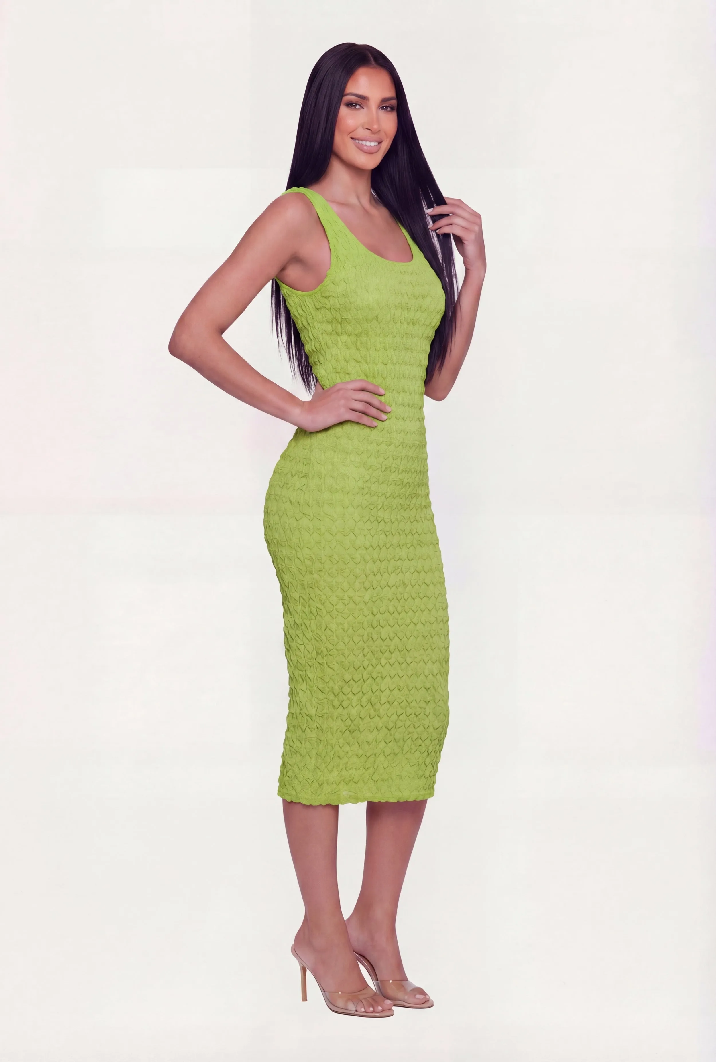 Textured Bubble Knit Sleeveless Midi Dress sold by Rainbow product image thumbnail 2