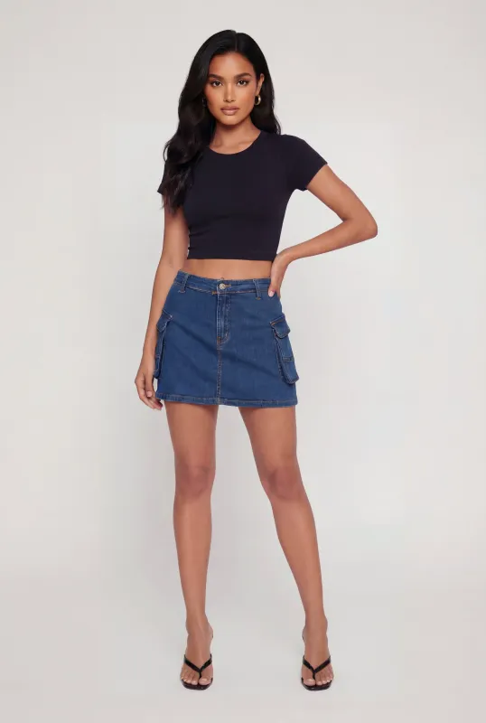 Denim High Waisted Cargo Pocket Skirt made by Daisy