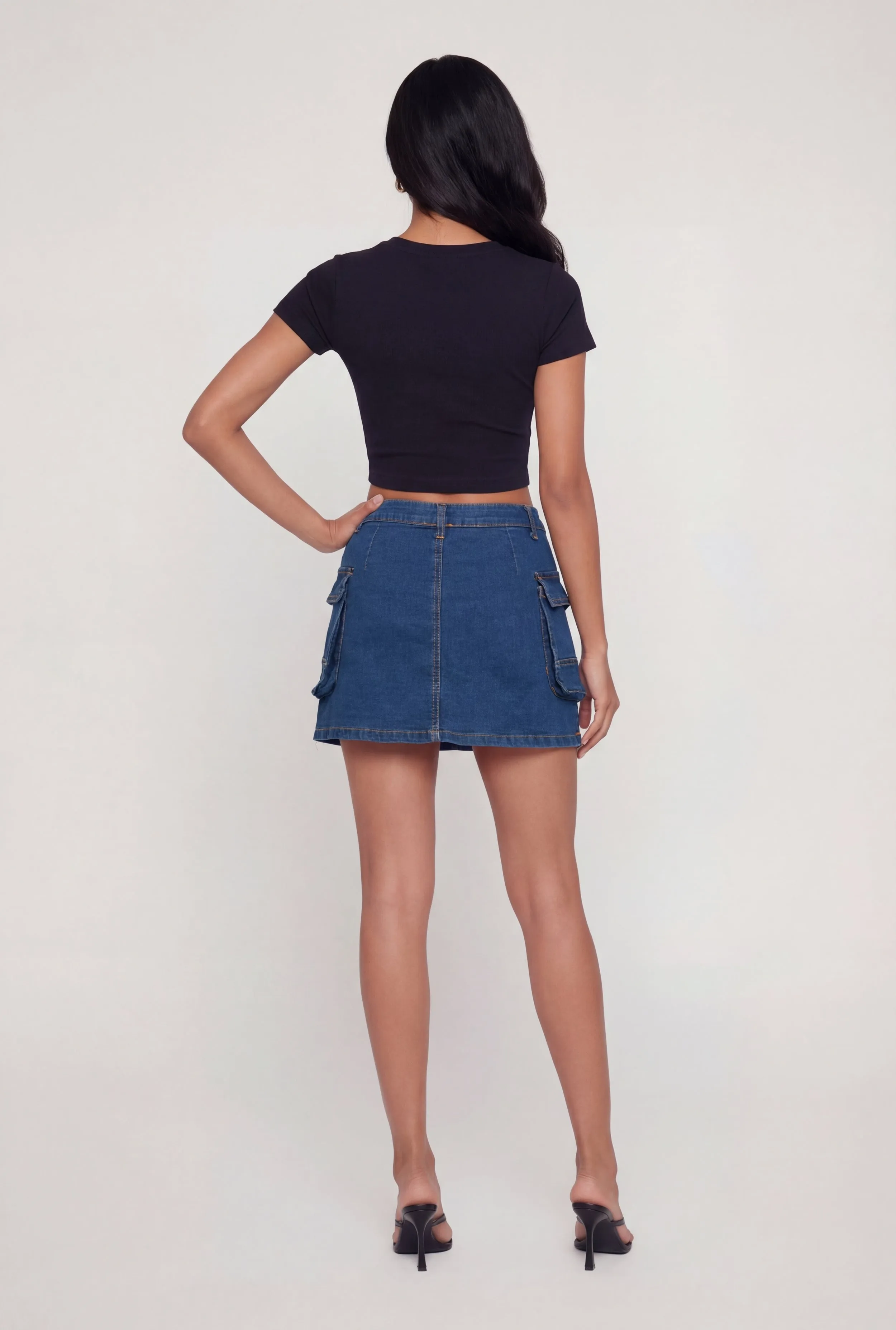 Denim High Waisted Cargo Pocket Skirt sold by Rainbow product image thumbnail 5