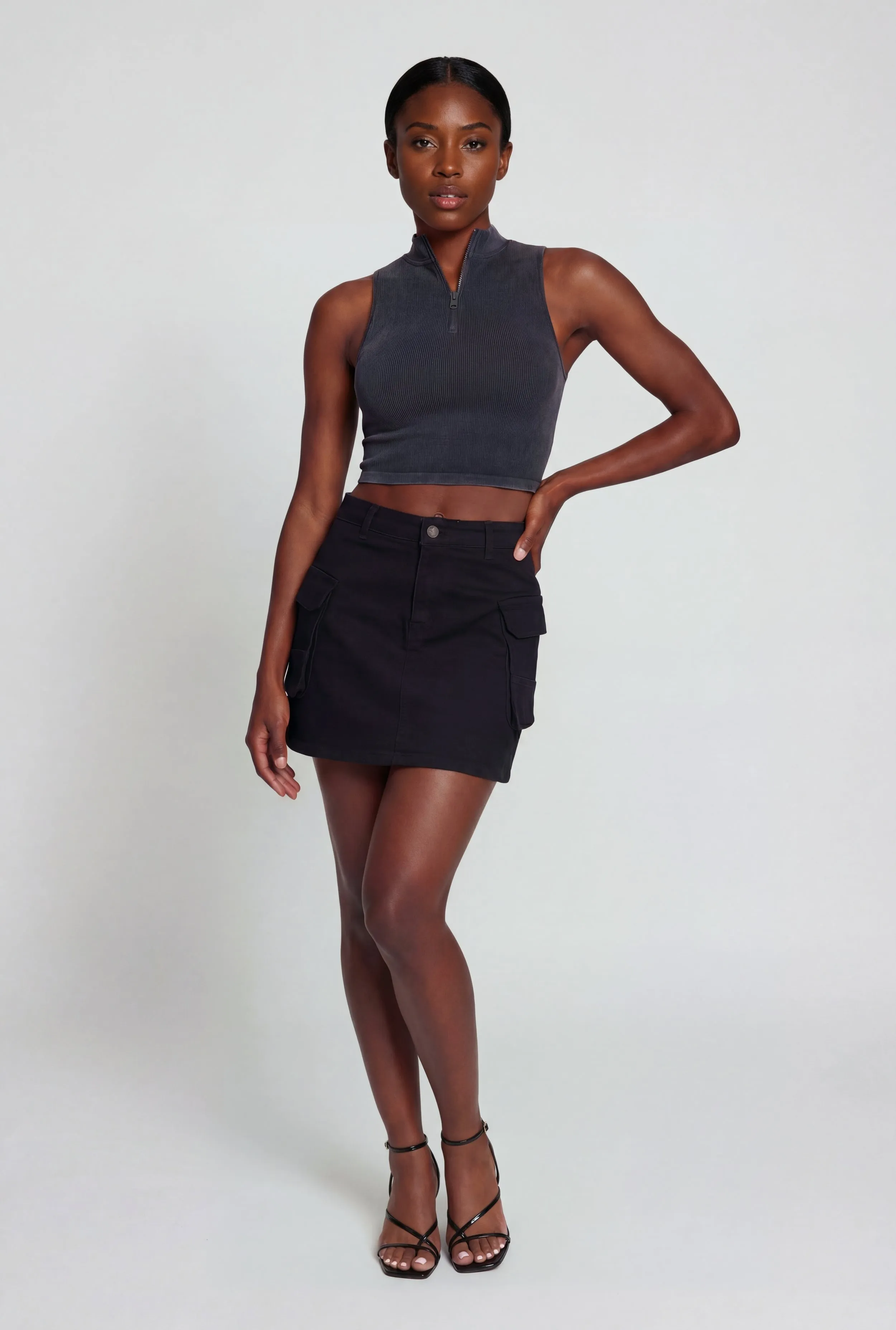 Denim High Waisted Cargo Pocket Skirt sold by Rainbow