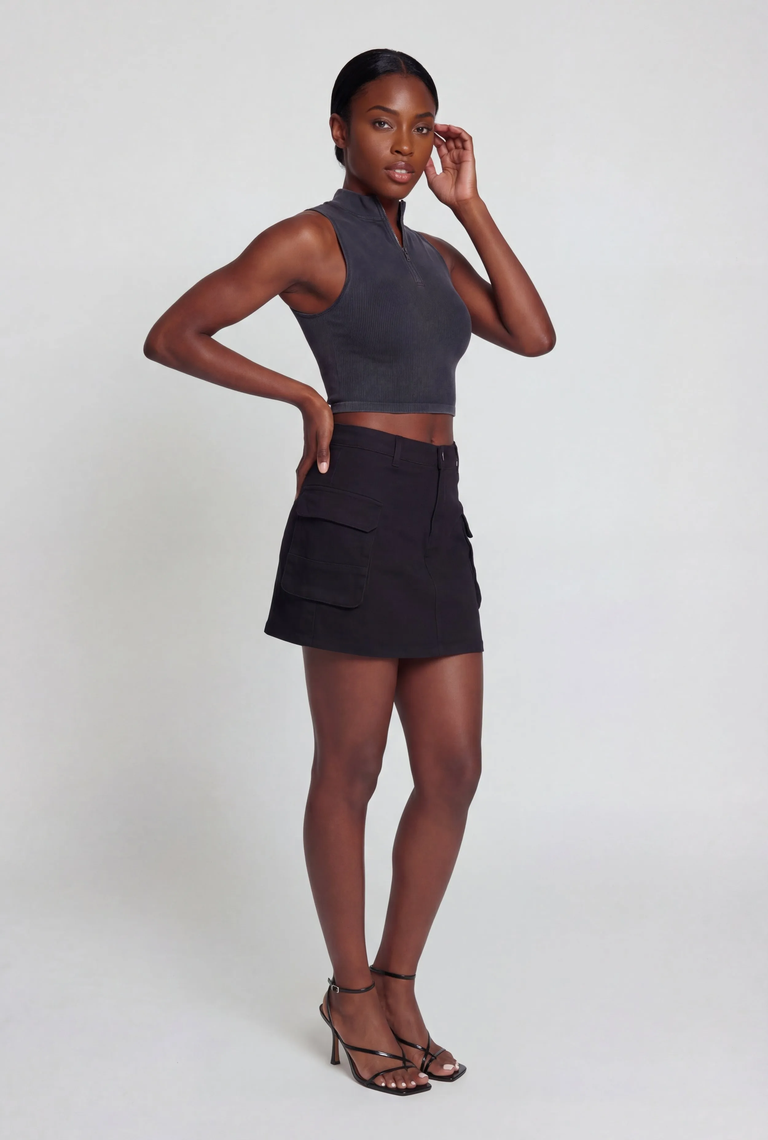 Denim High Waisted Cargo Pocket Skirt sold by Rainbow product image thumbnail 2