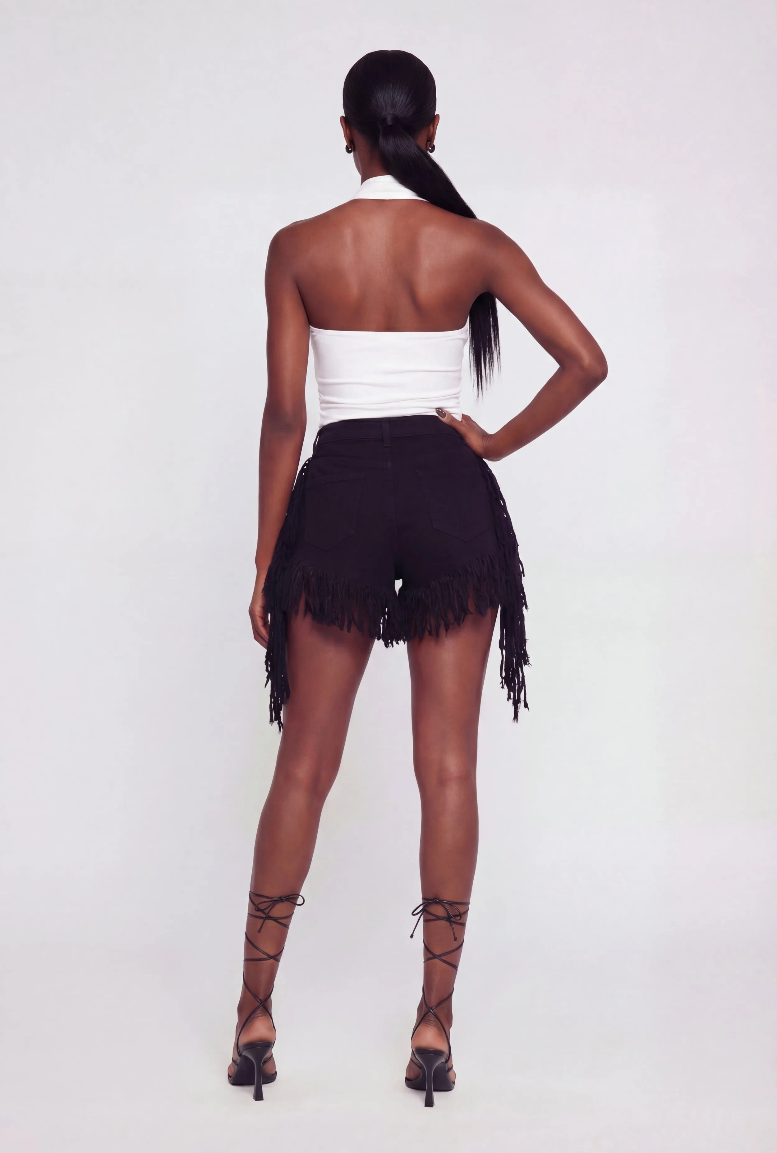 Fringe Hem and Side Denim Shorts sold by Rainbow product image thumbnail 3