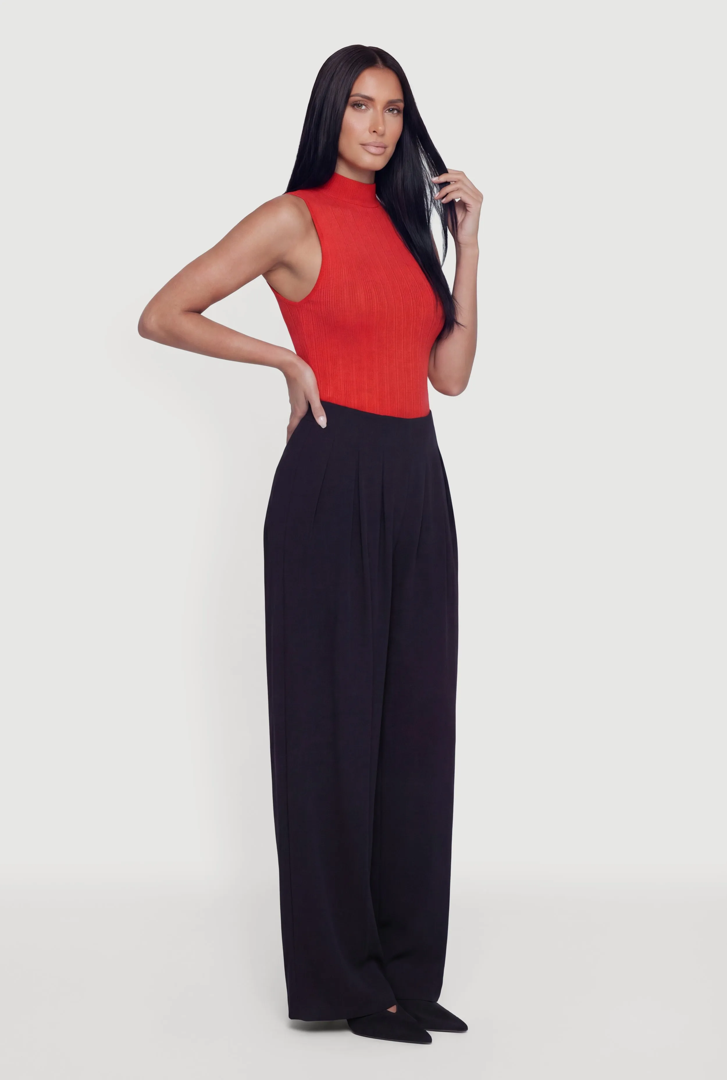 Crepe Knit Pleated Pull On Dress Pants sold by Rainbow product image thumbnail 2