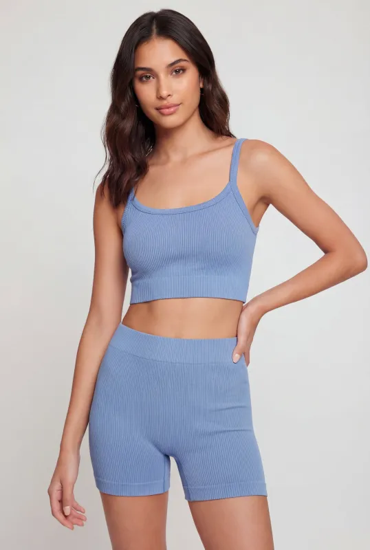 Seamless Ribbed Knit Sports Bra made by Rainbow