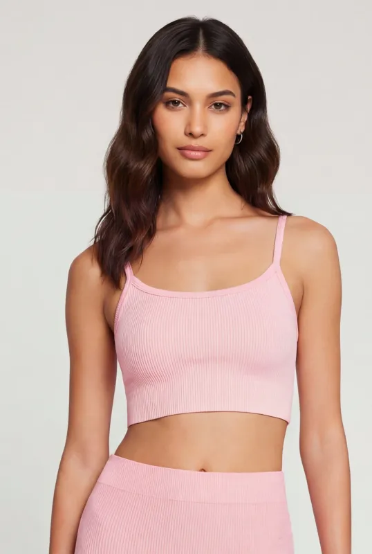 Seamless Ribbed Knit Sports Bra made by Rainbow